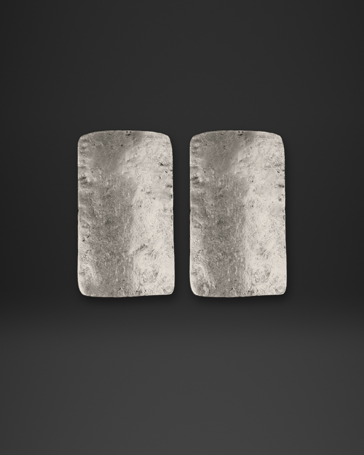 Hammered Rectangle Plate Clip-On Earrings