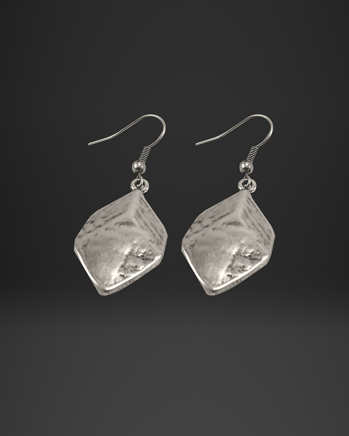 Folded Diamond Drop Earrings