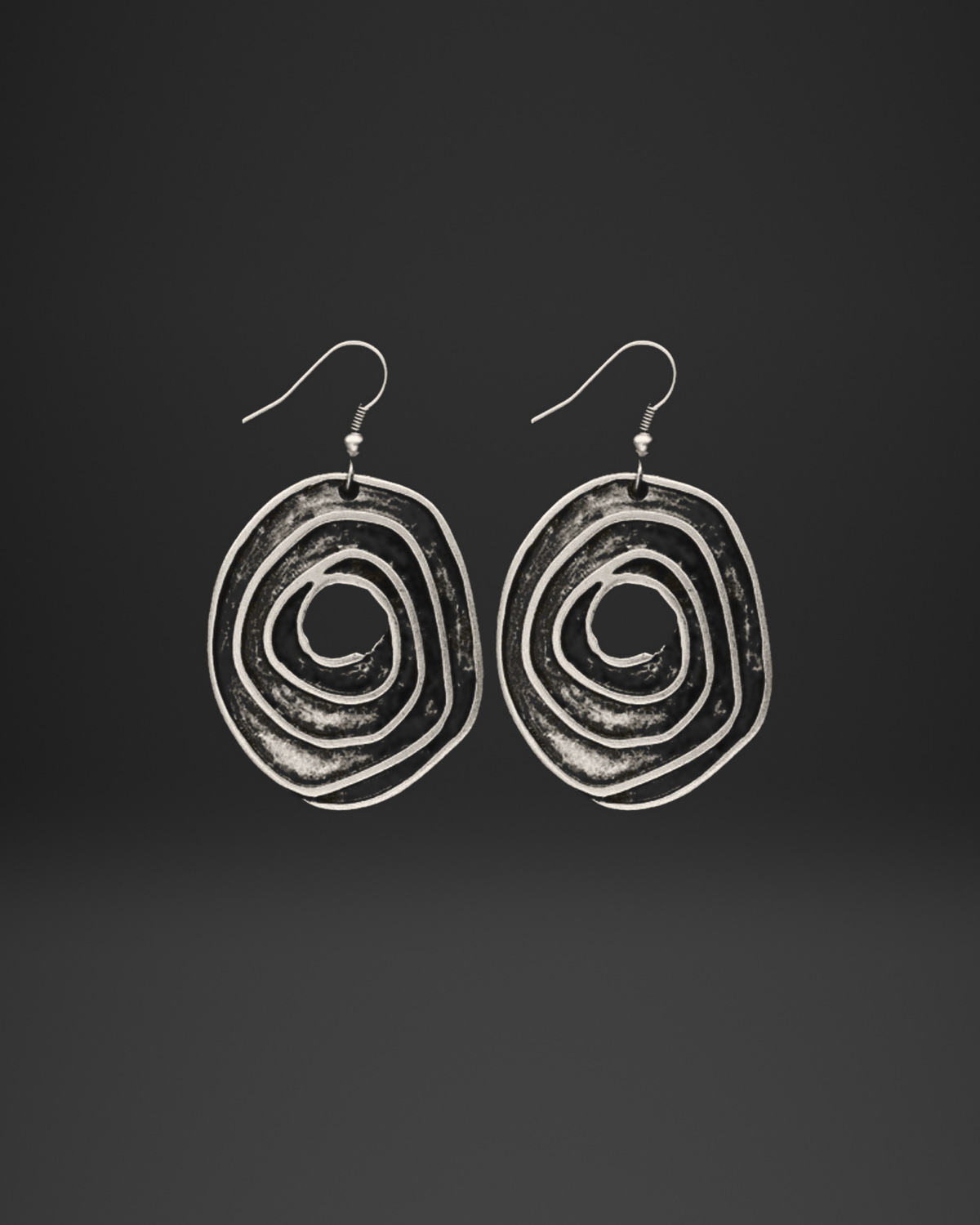 Wire Spiral Organic Disc Earrings