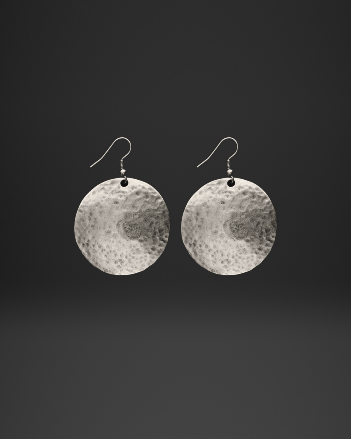 Hammered Round Disc Earrings