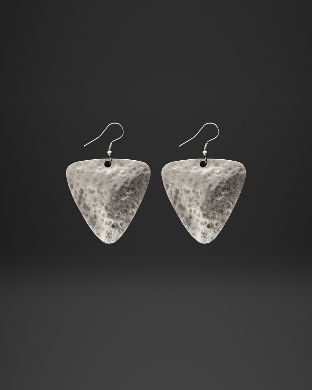 Hammered Shield Triangle Earrings