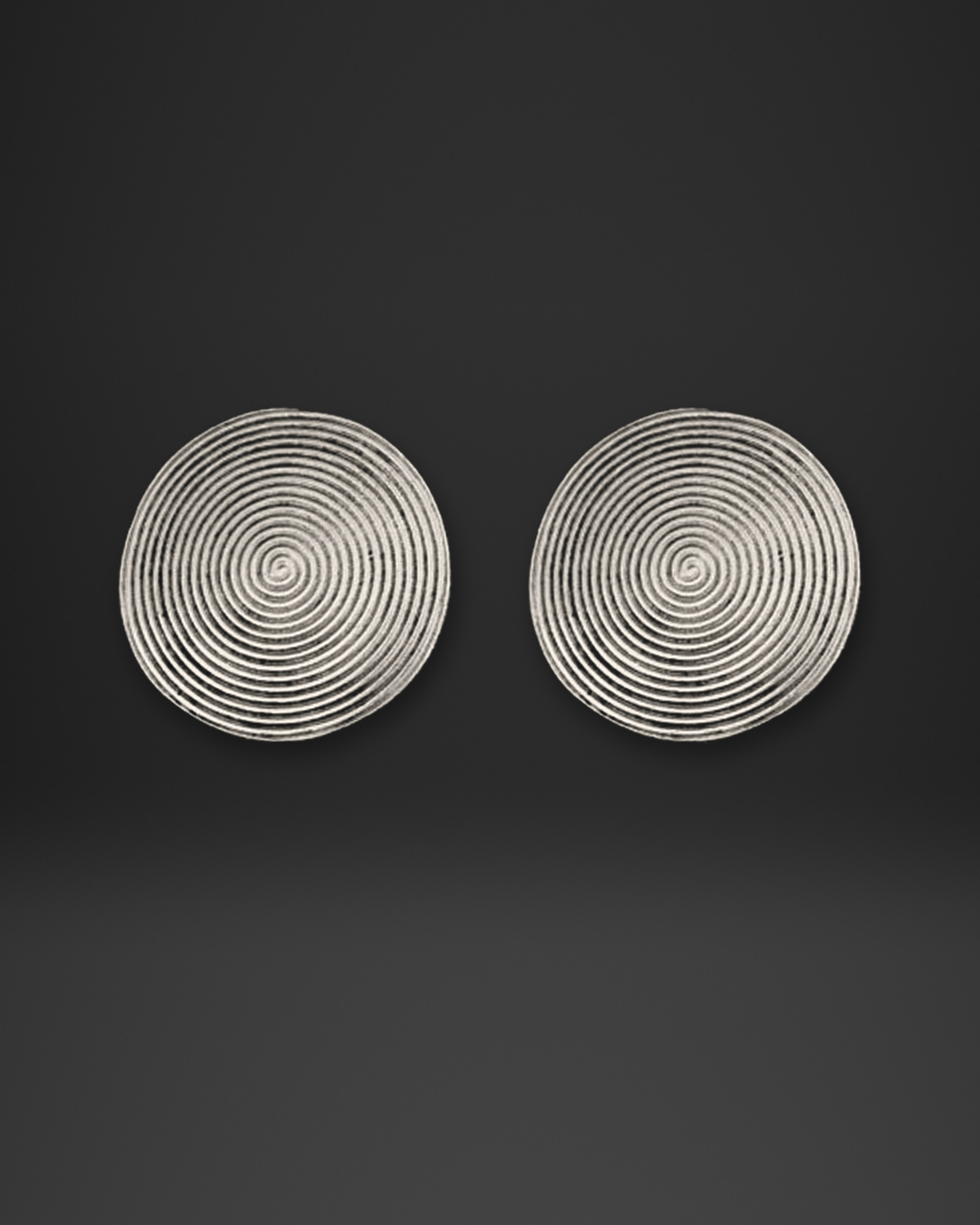 Fine Groove Spiral Disc Clip-On Earrings