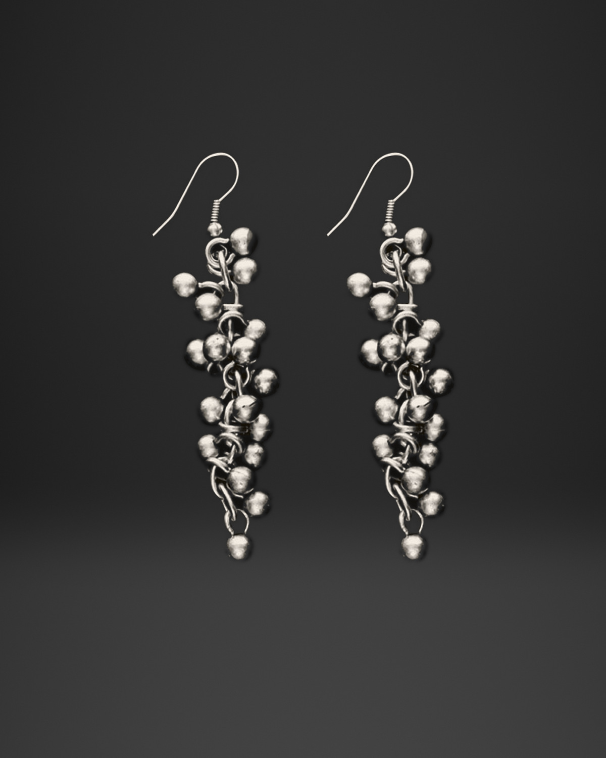 Ball Bead Cluster Chain Earrings