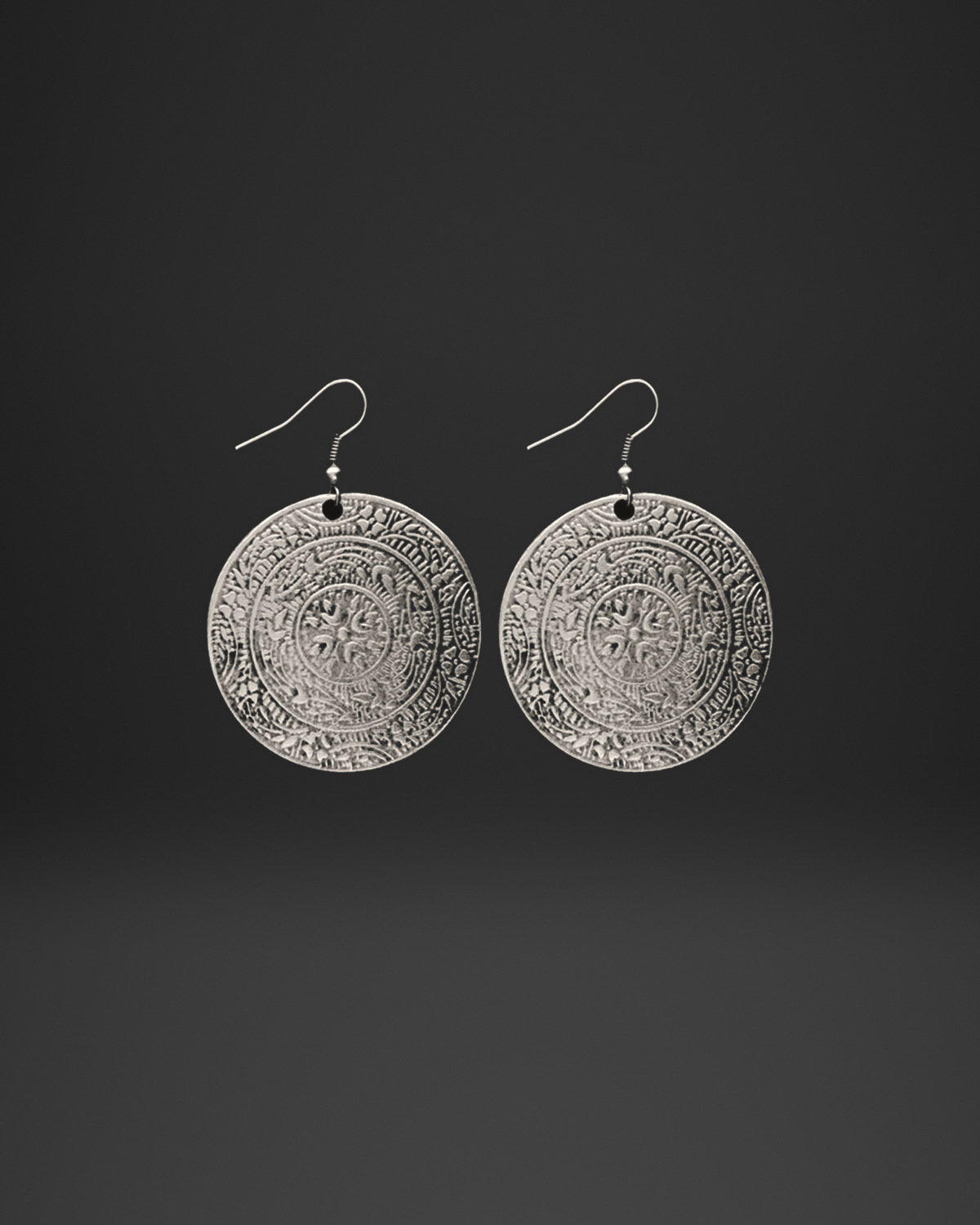 Ornate Medallion Disc Earrings