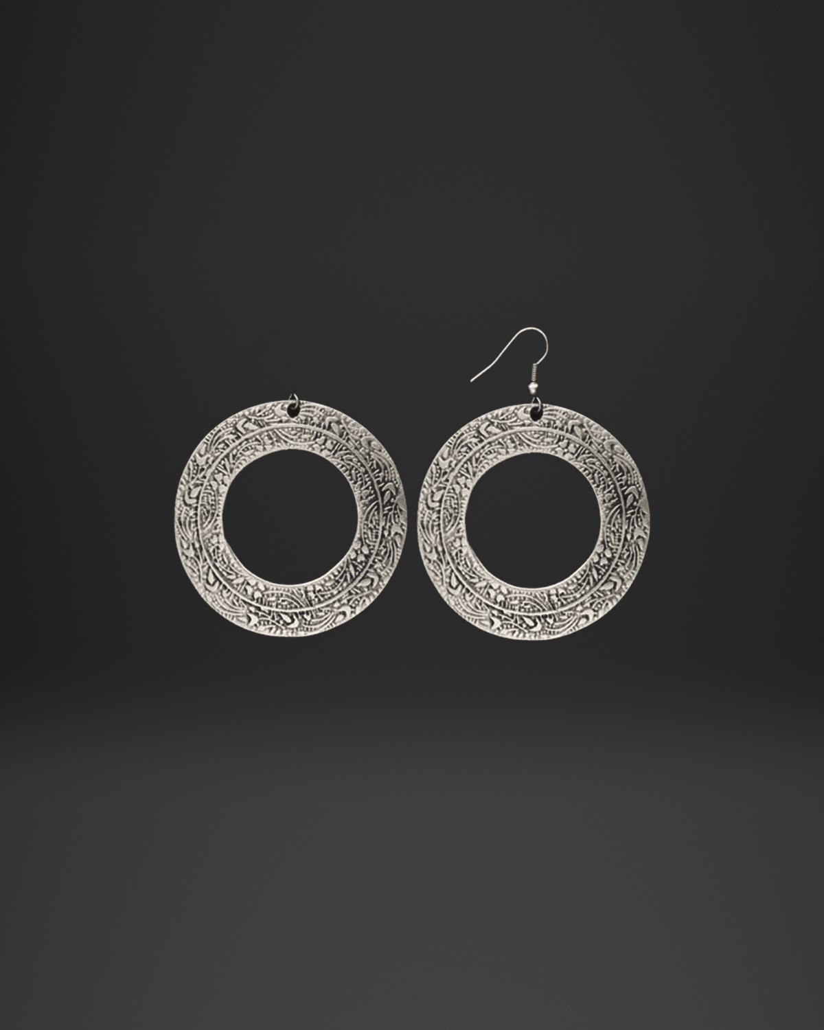 Engraved Open Circle Hoop Earrings
