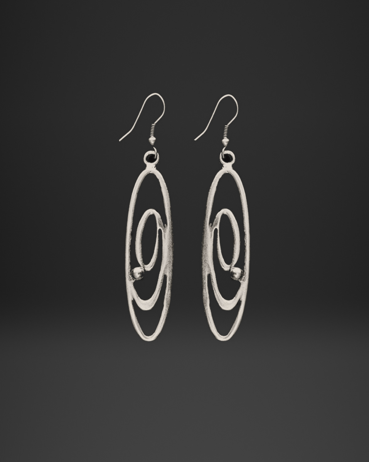 Long Oval Spiral Earrings