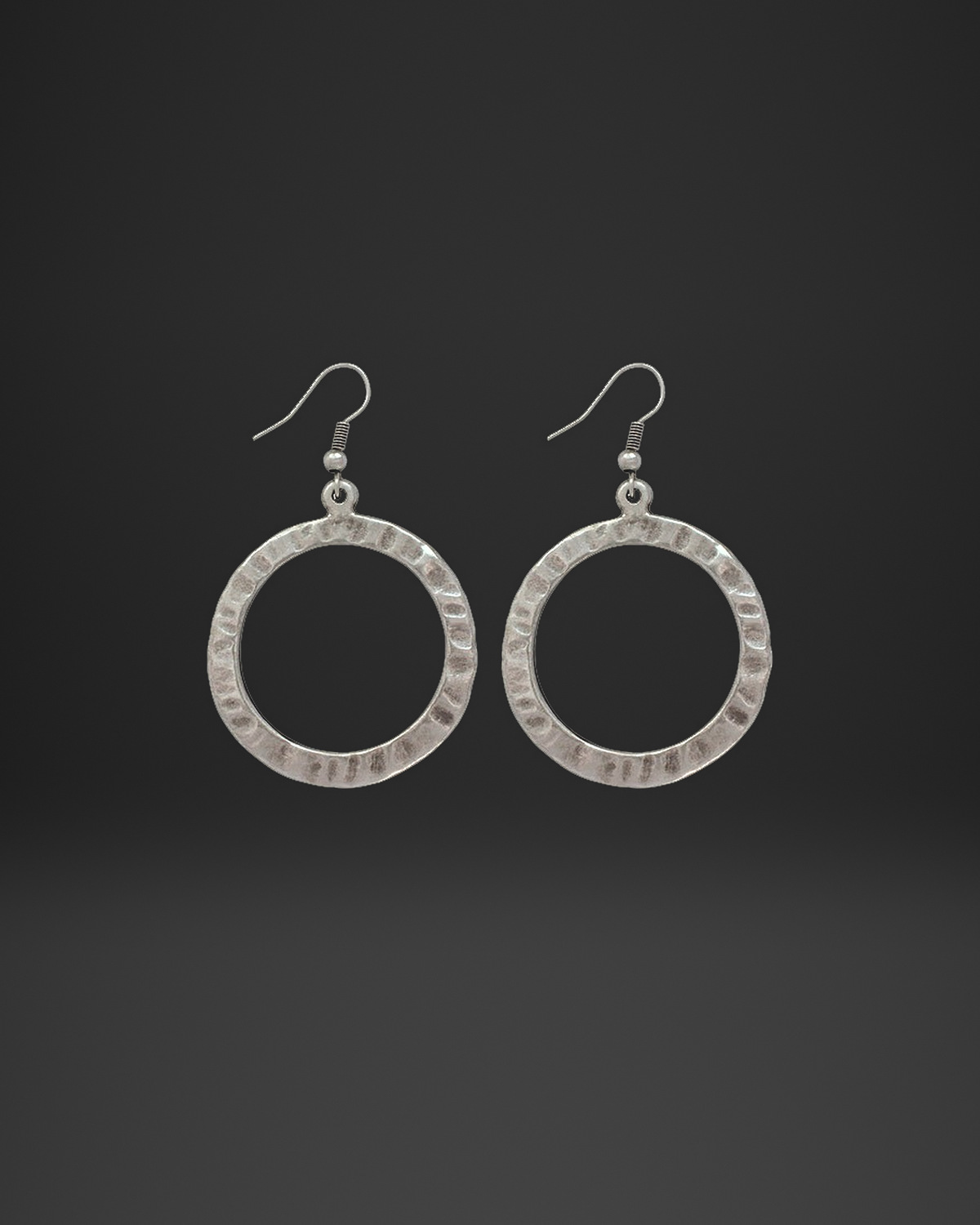 Hammered Open Circle Earrings