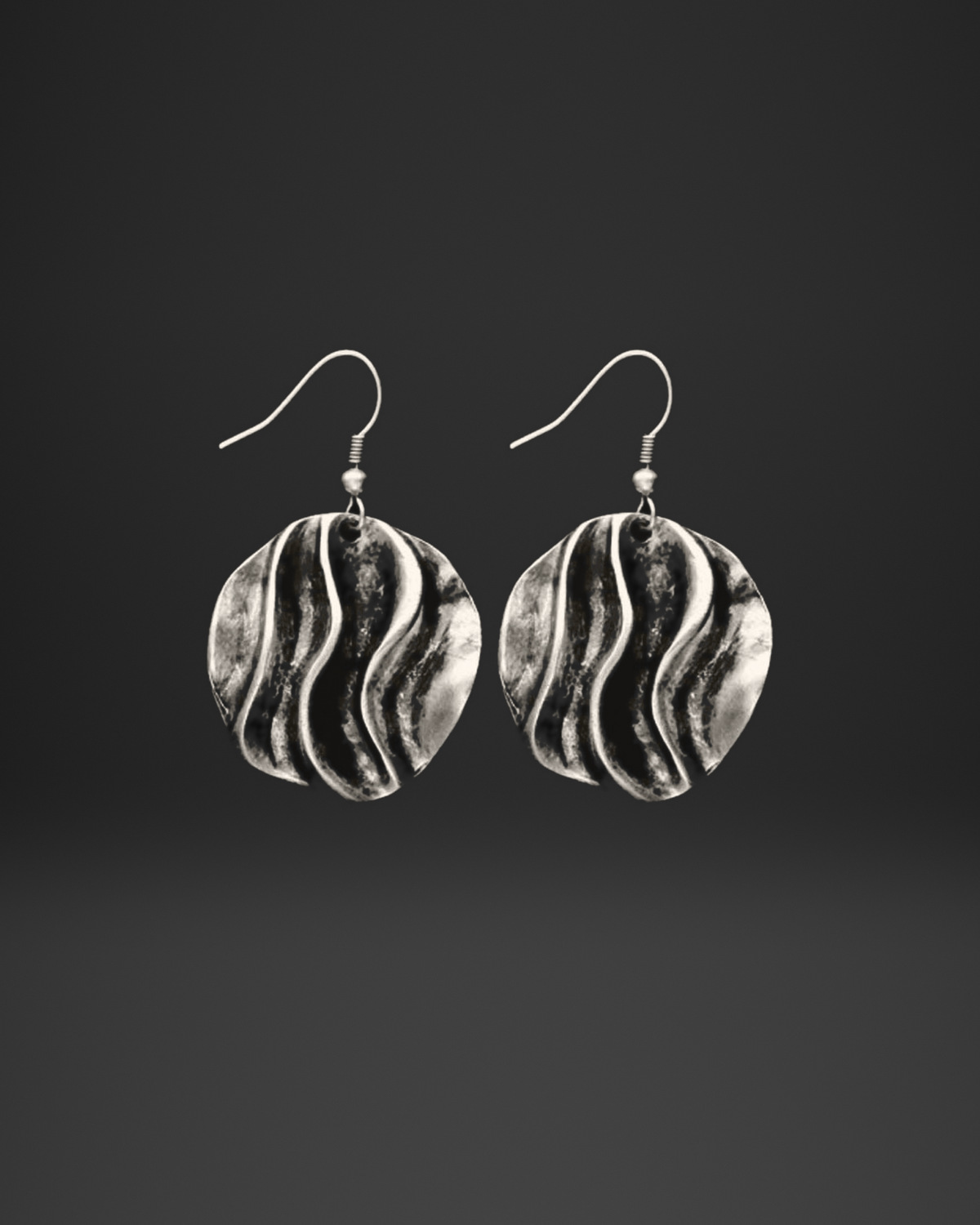 Wavy Ripple Disc Earrings