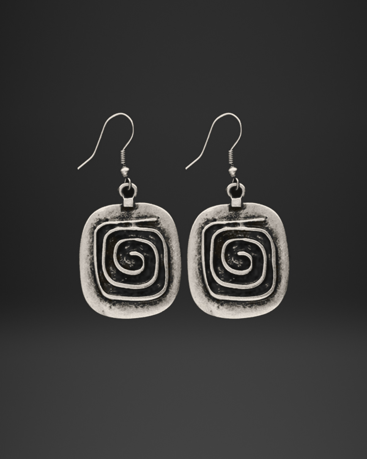 Square Wire Spiral Plate Earrings