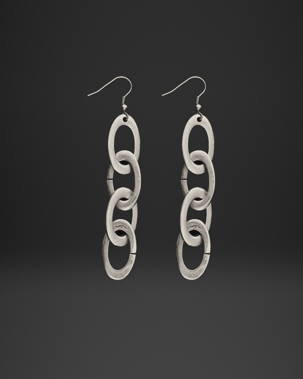 Flat Oval Link Chain Earrings