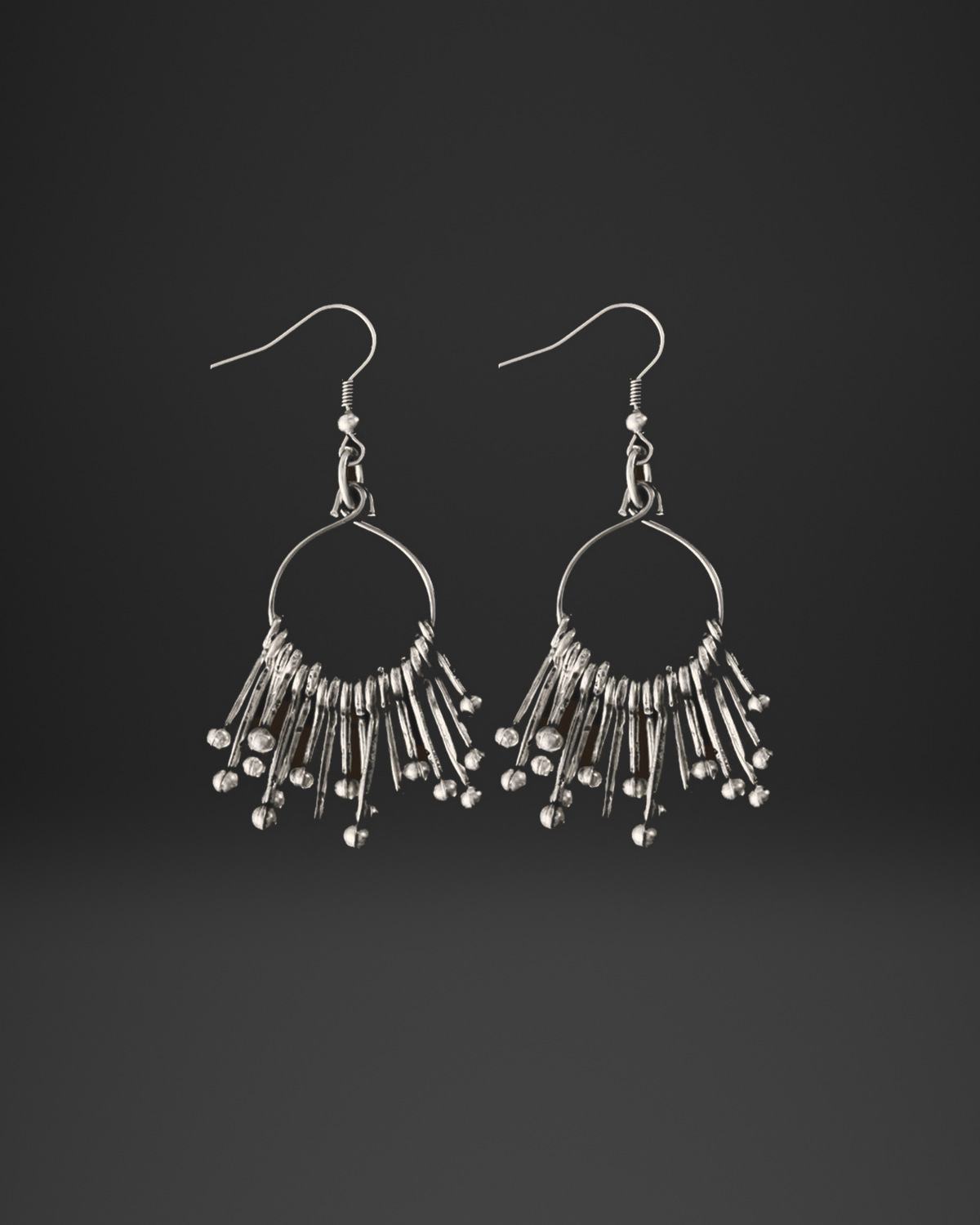 Fringe Pin Hoop Earrings