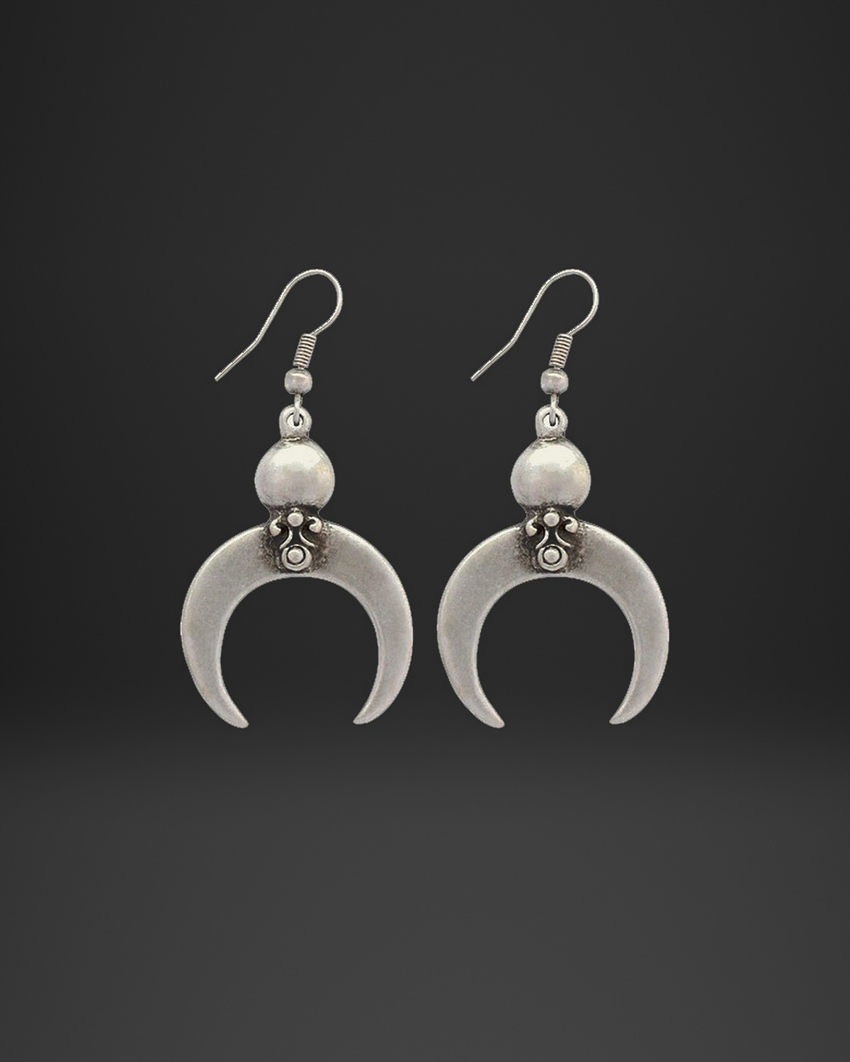 Crescent Moon Ball Earrings