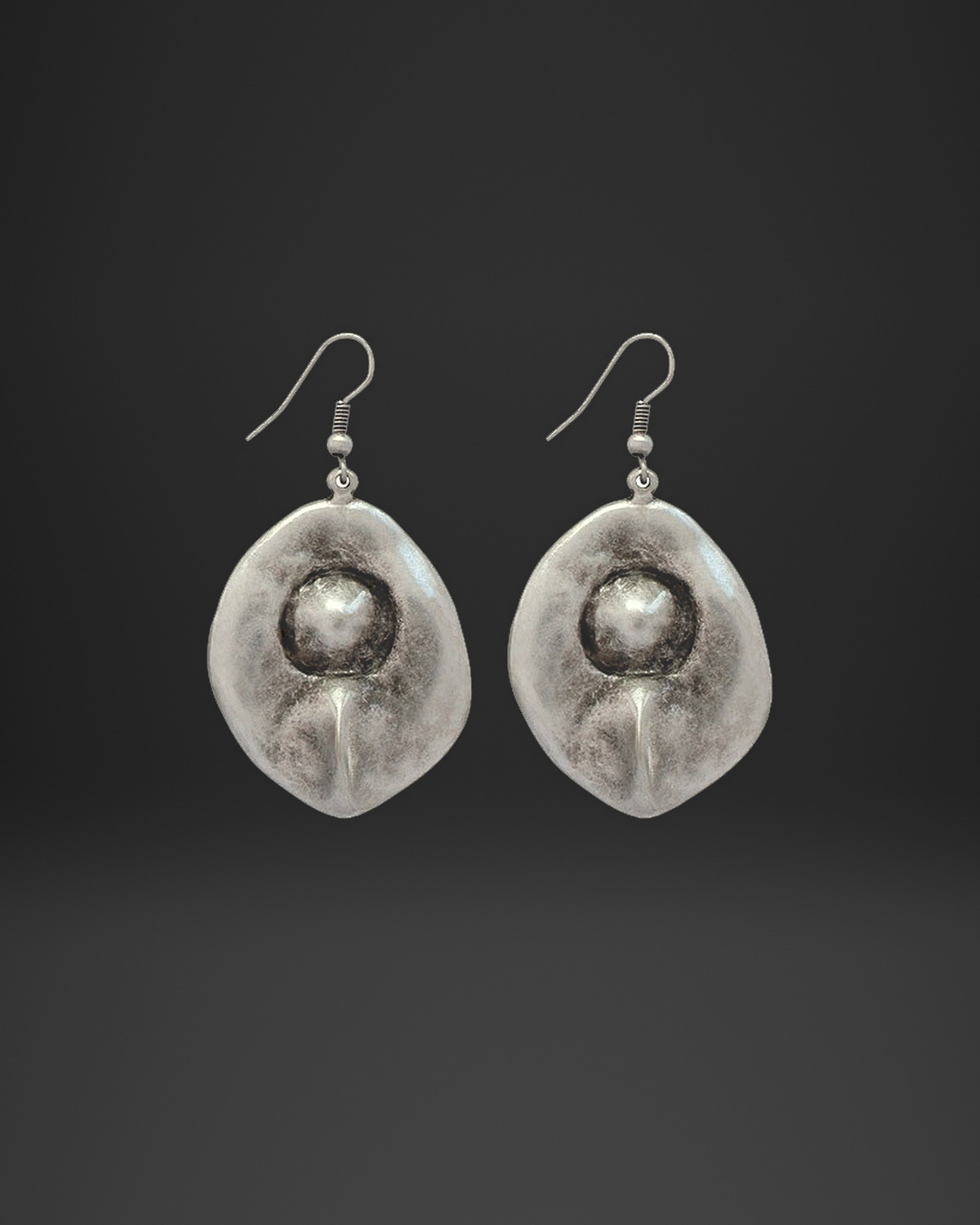 Domed Shield Drop Earrings