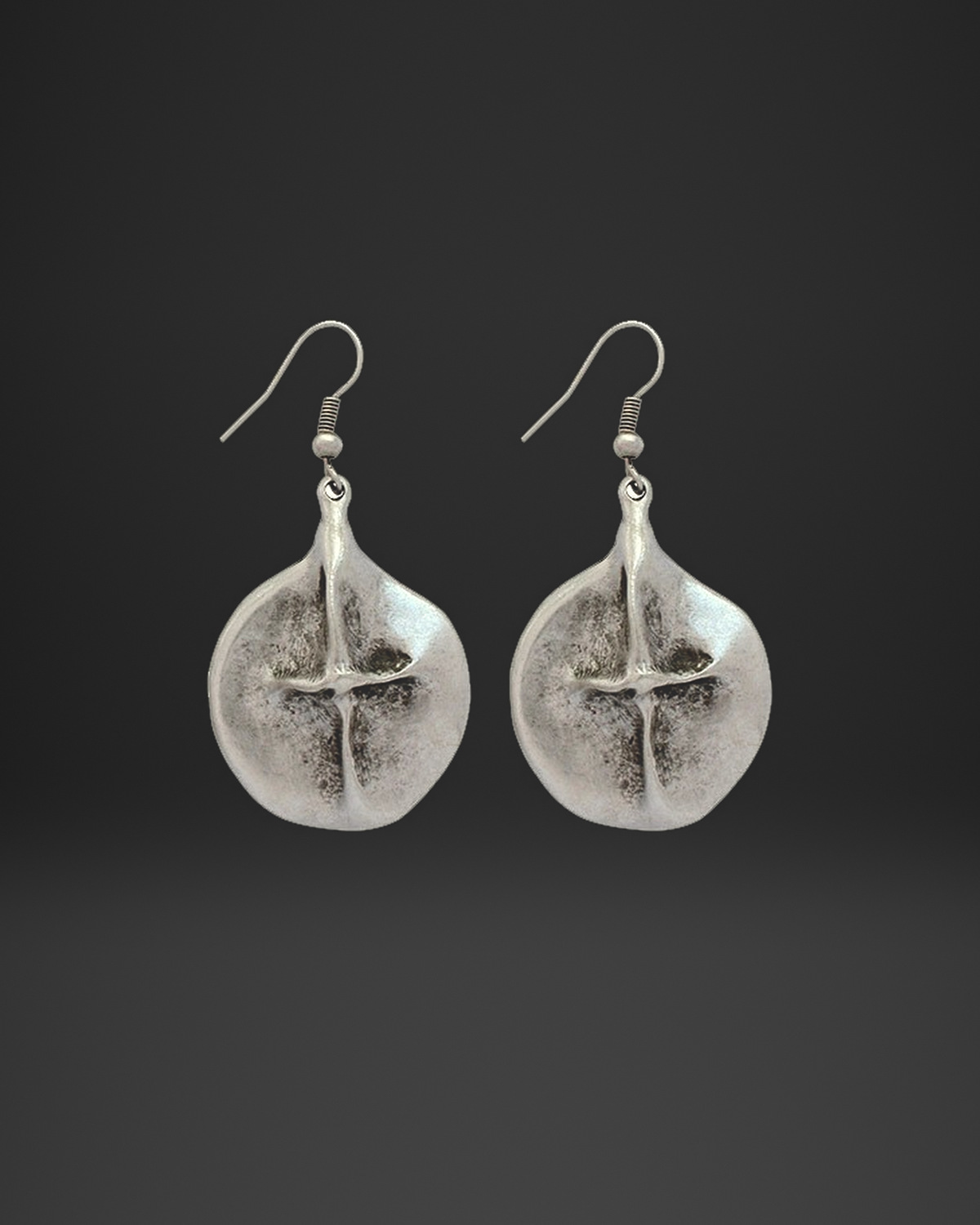 Cross Seam Disc Earrings