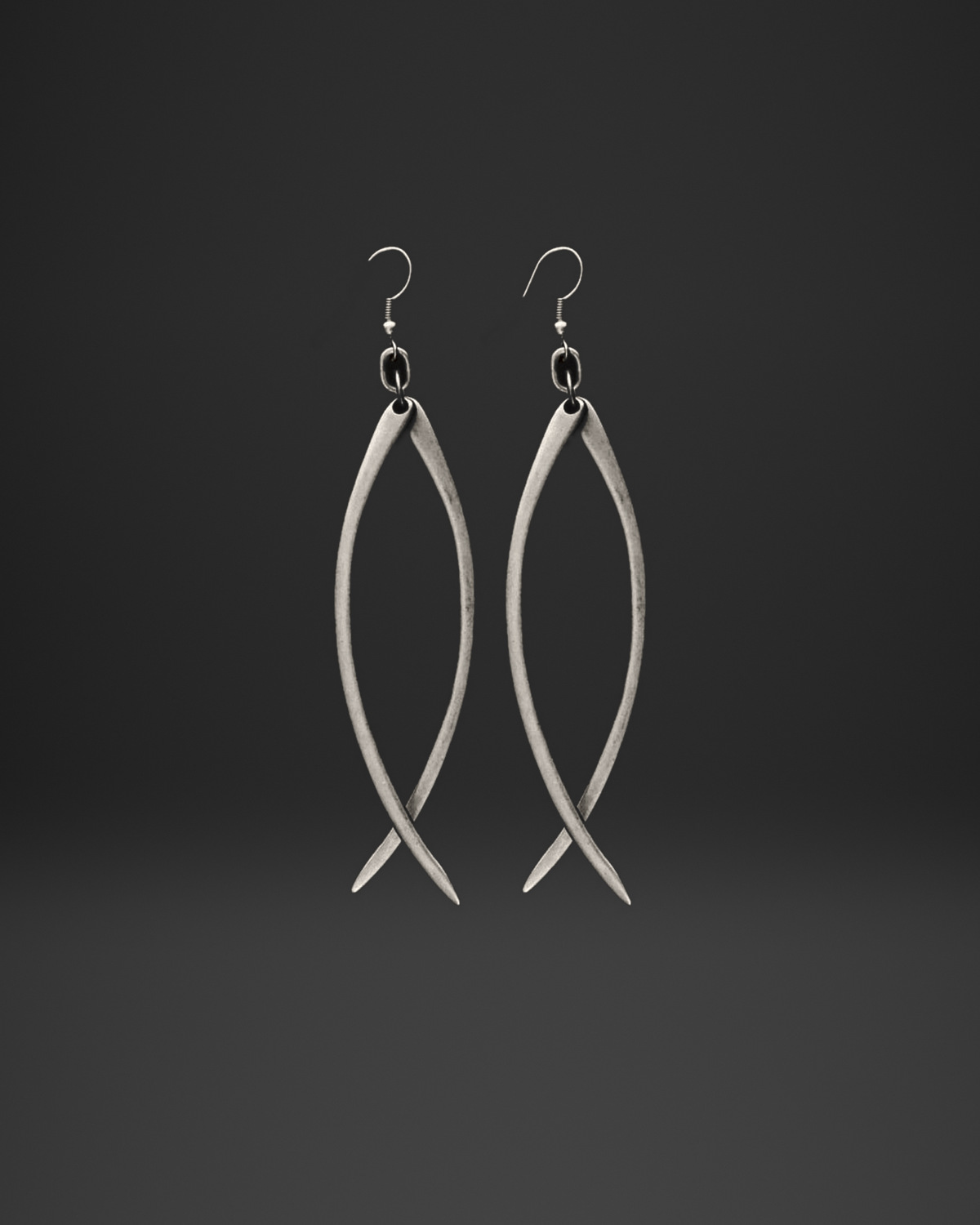 Long Crossed Blade Earrings