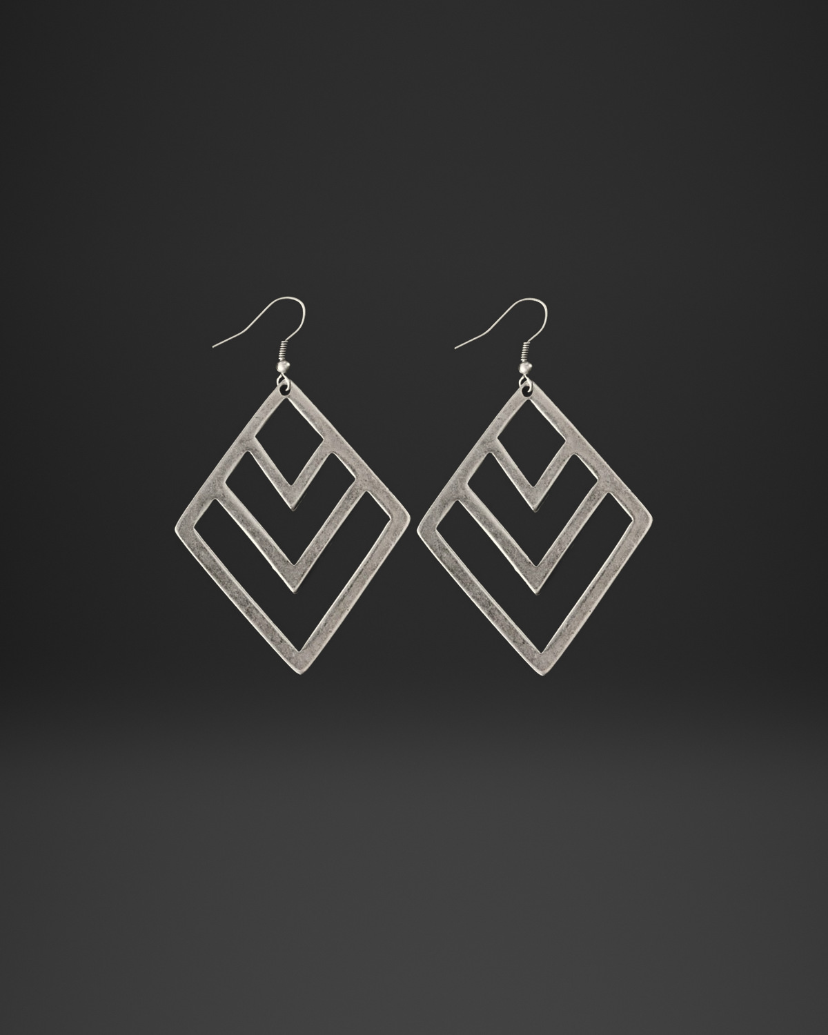 Chevron Diamond Frame Earrings