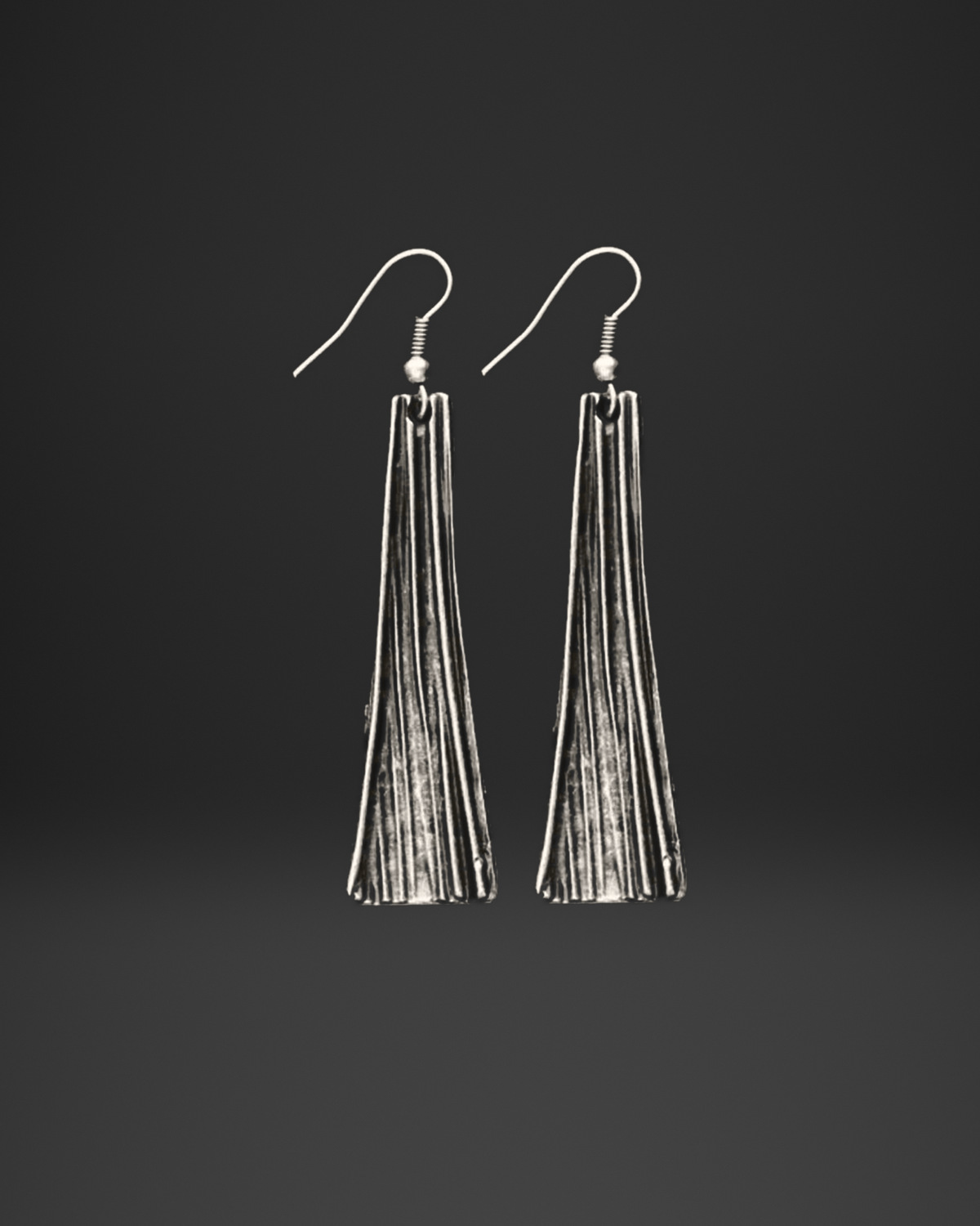 Pleated Fan Drop Earrings