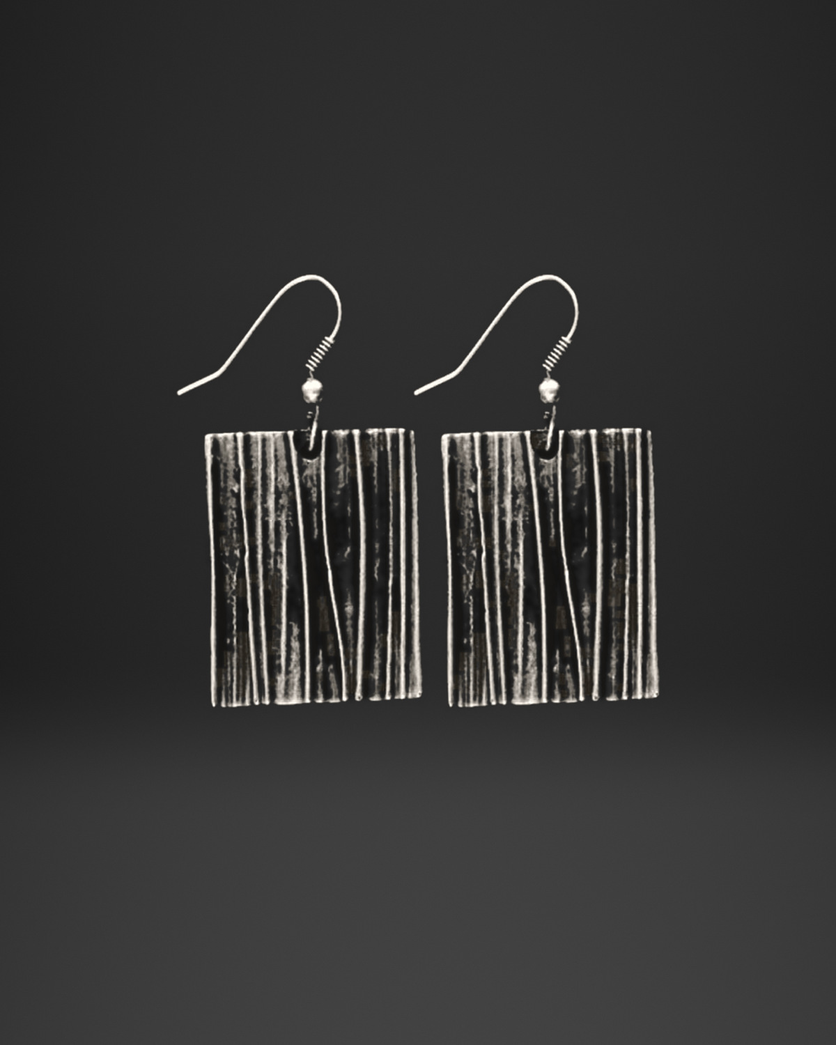 Bark Stripe Square Earrings