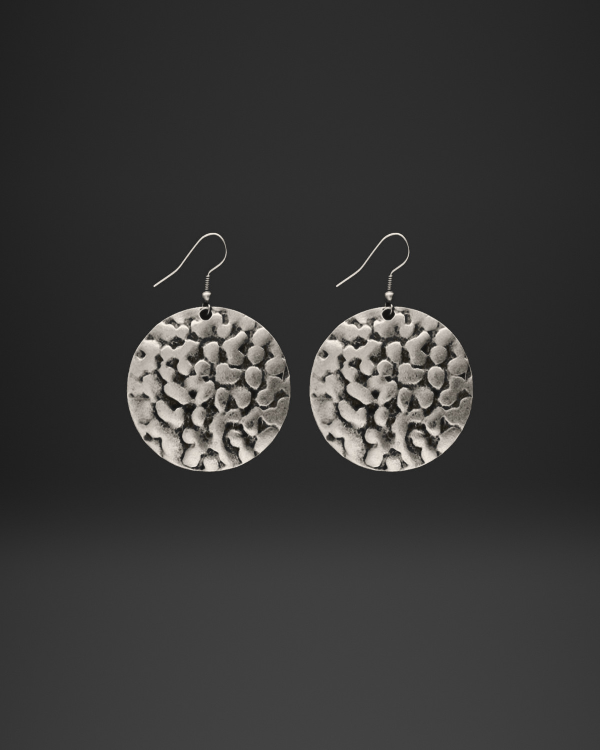 Dimpled Hammered Disc Earrings