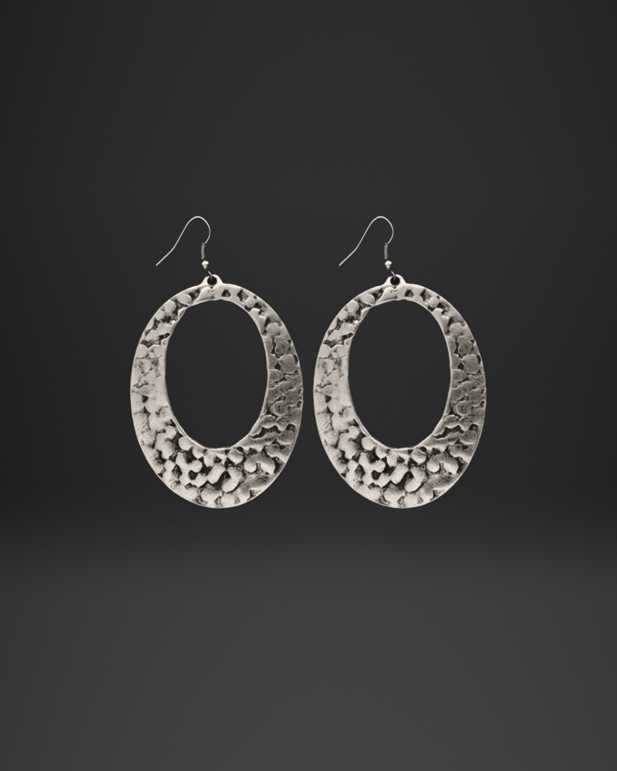 Hammered Open Oval Earrings