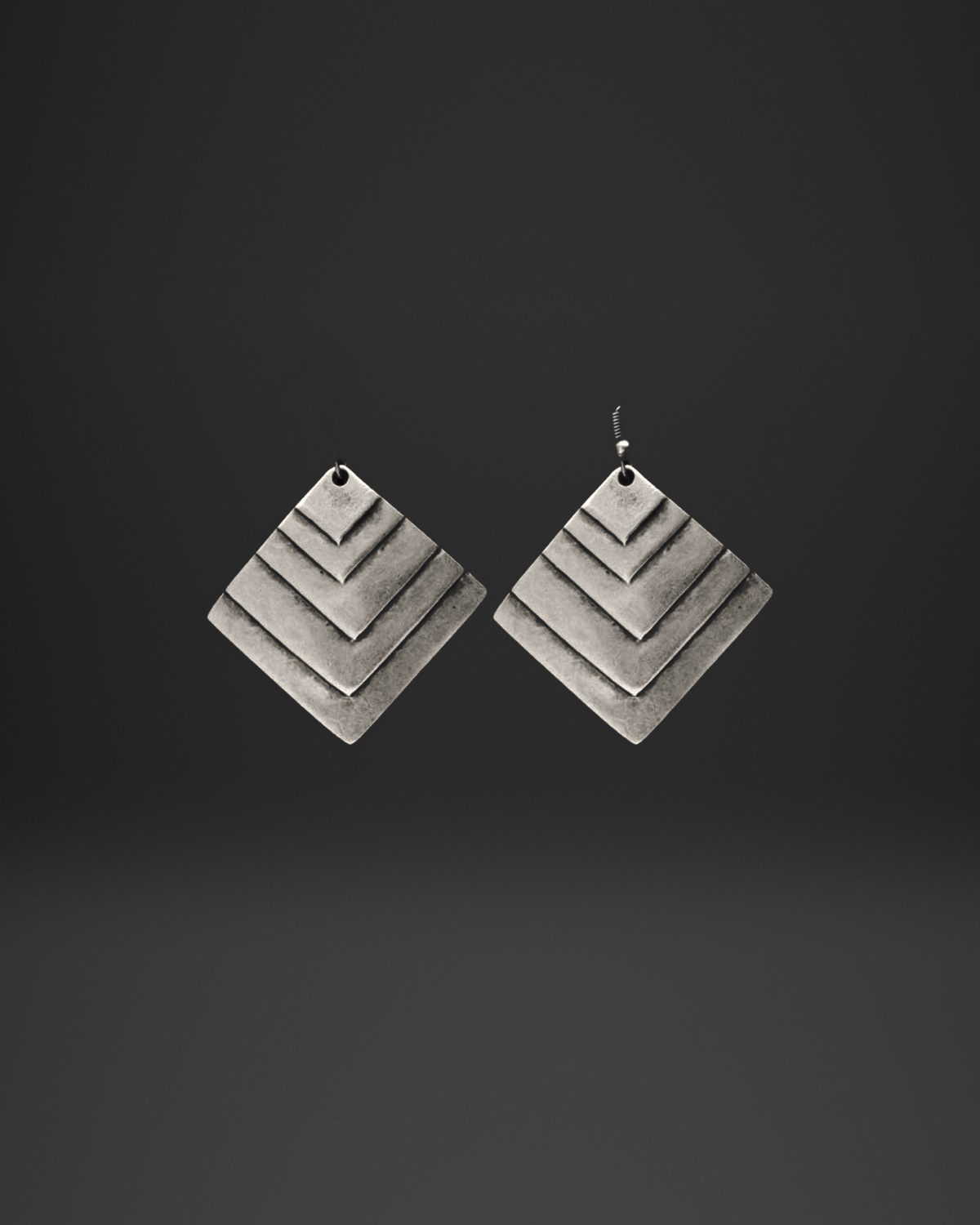 Stepped Chevron Diamond Earrings