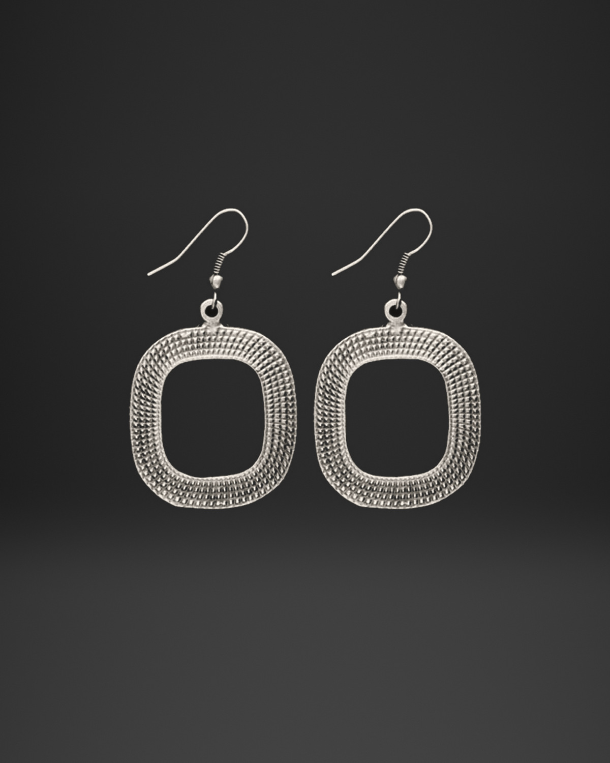 Dotted Rounded Square Hoop Earrings