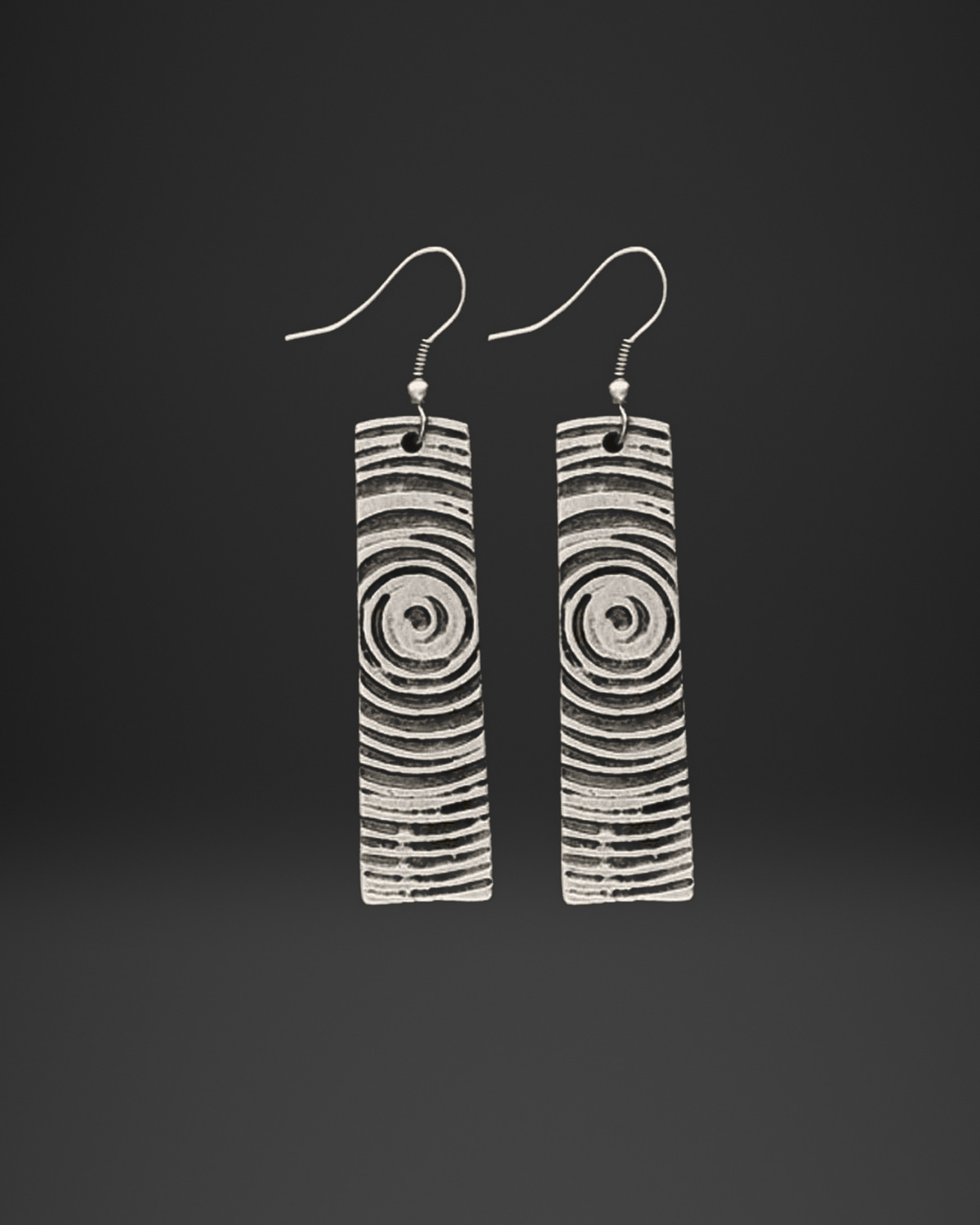 Fingerprint Spiral Bar Earrings