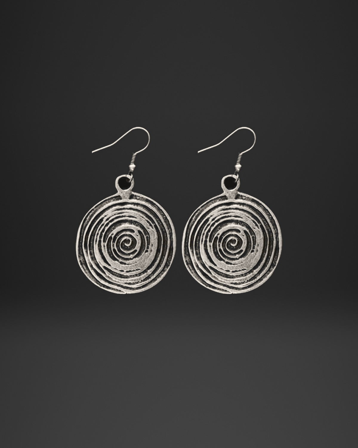 Engraved Spiral Disc Earrings