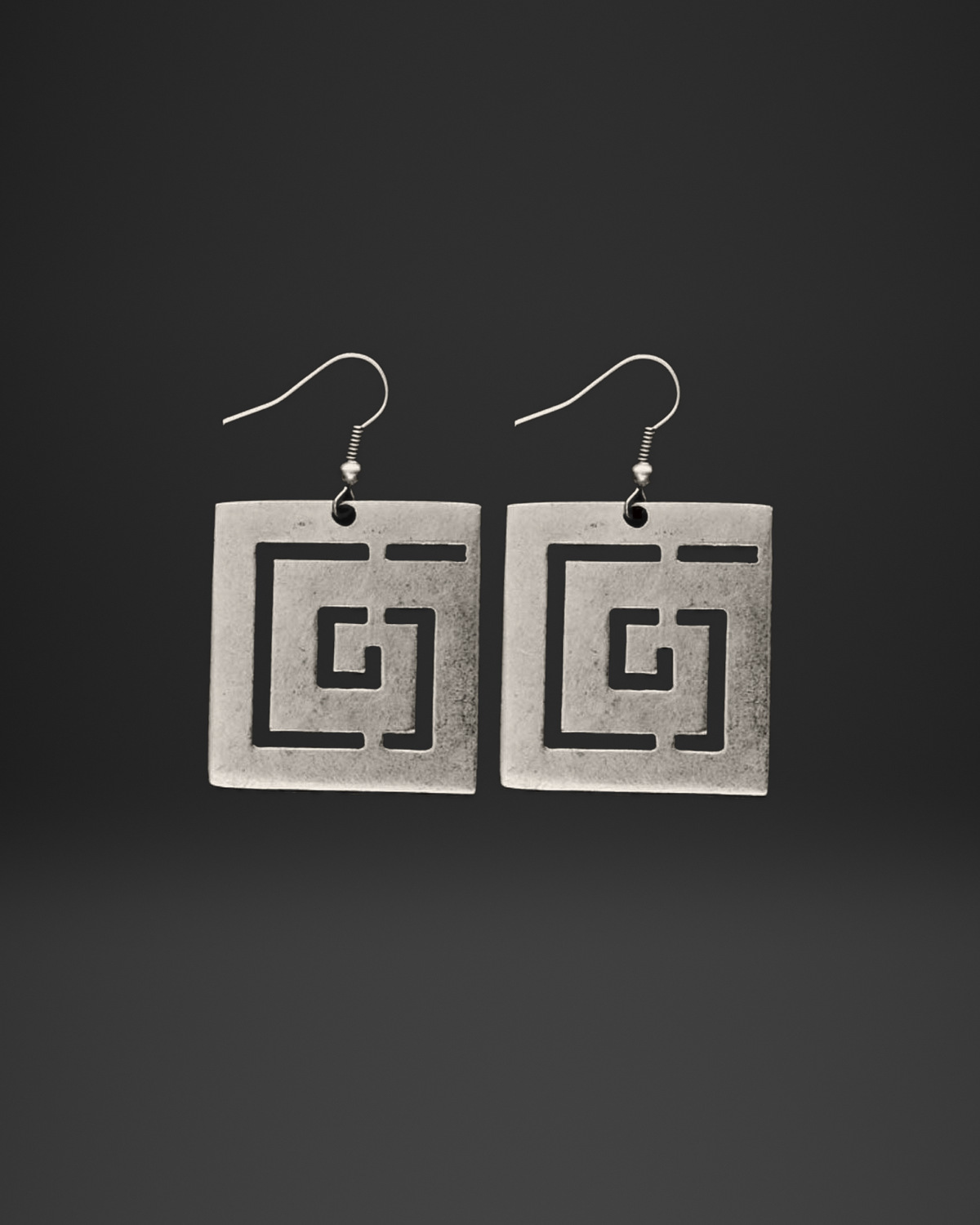 Greek Key Square Earrings