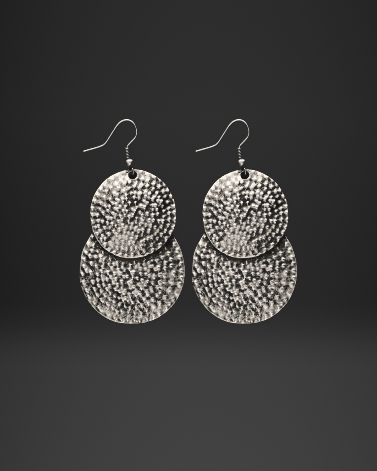 Hammered Double Disc Earrings
