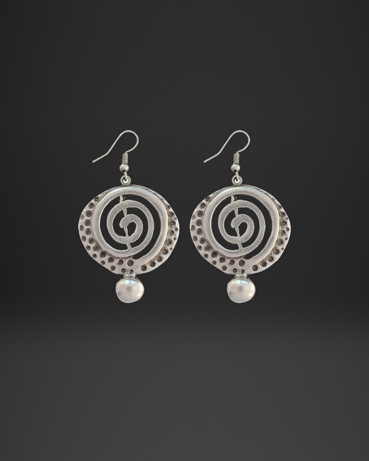 Spiral Disc Ball Drop Earrings