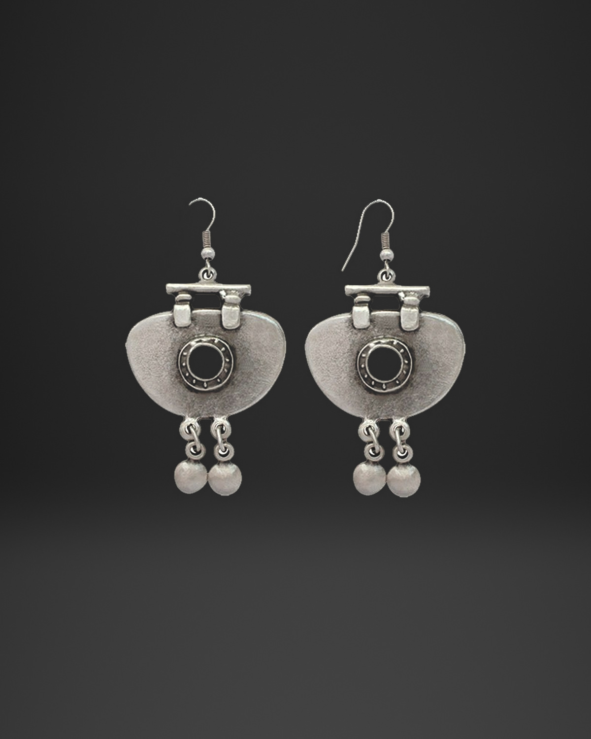 Ottoman Shield Ball Drop Earrings