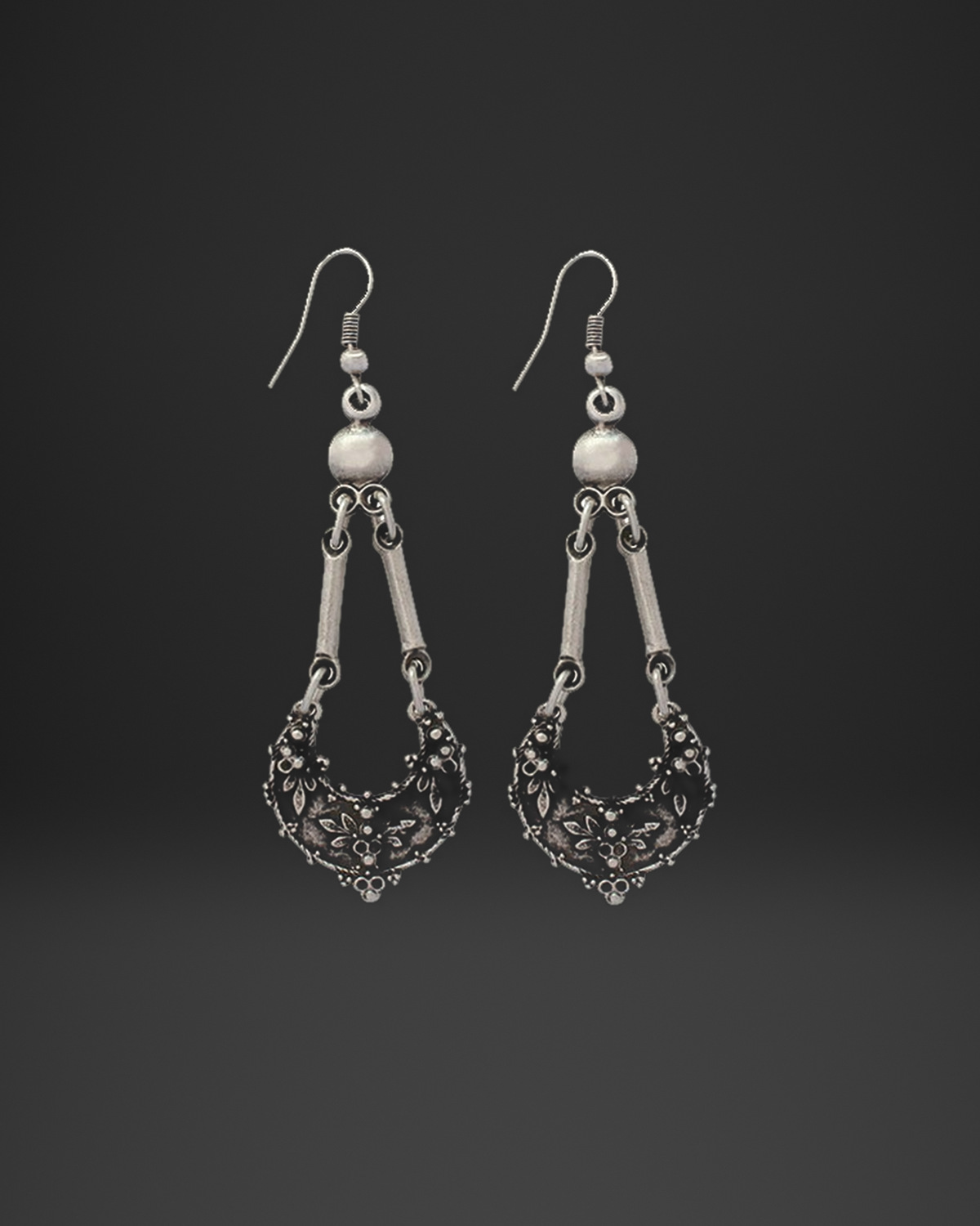 Filigree Crescent Chandelier Earrings