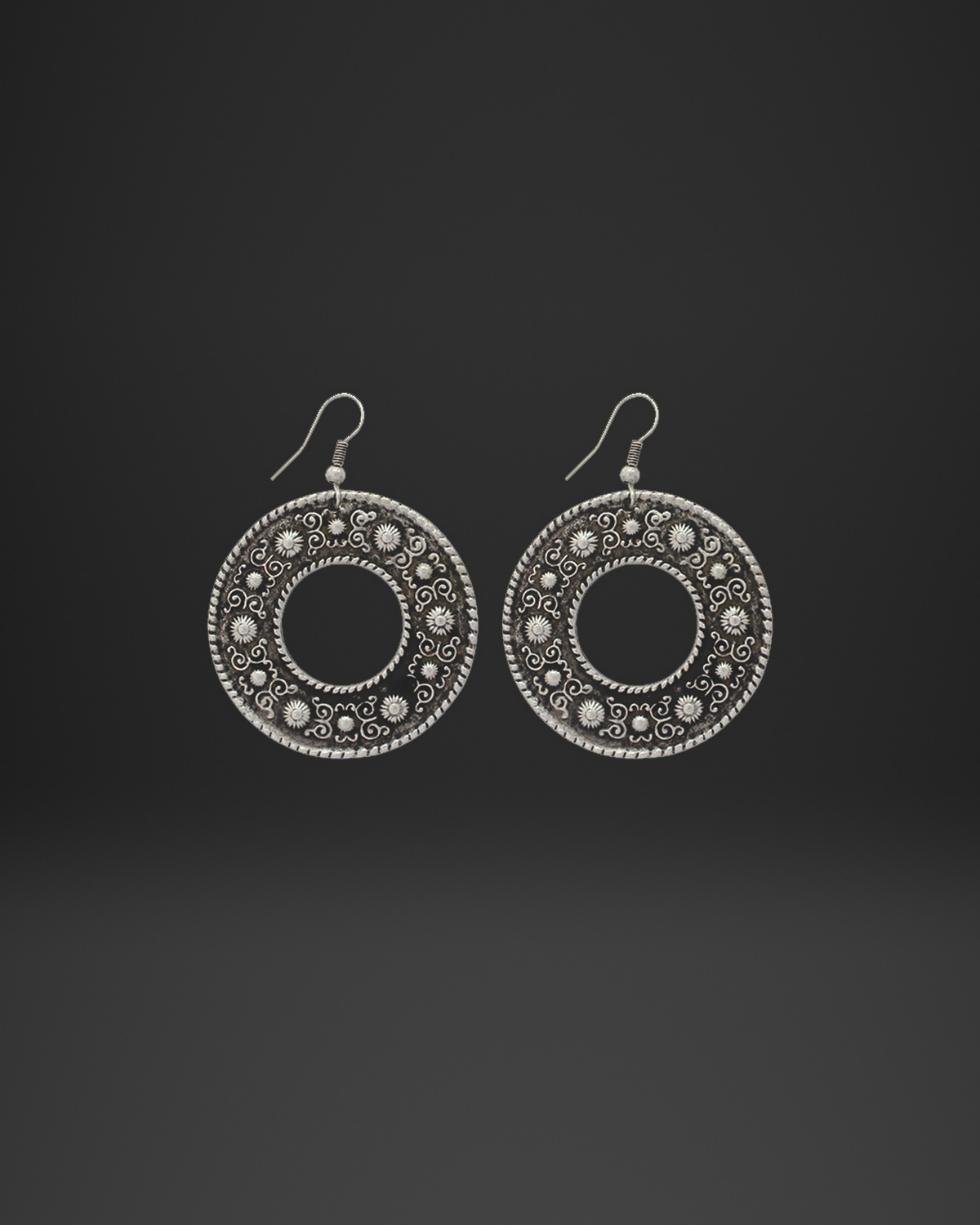 Ornate Granulated Donut Earrings