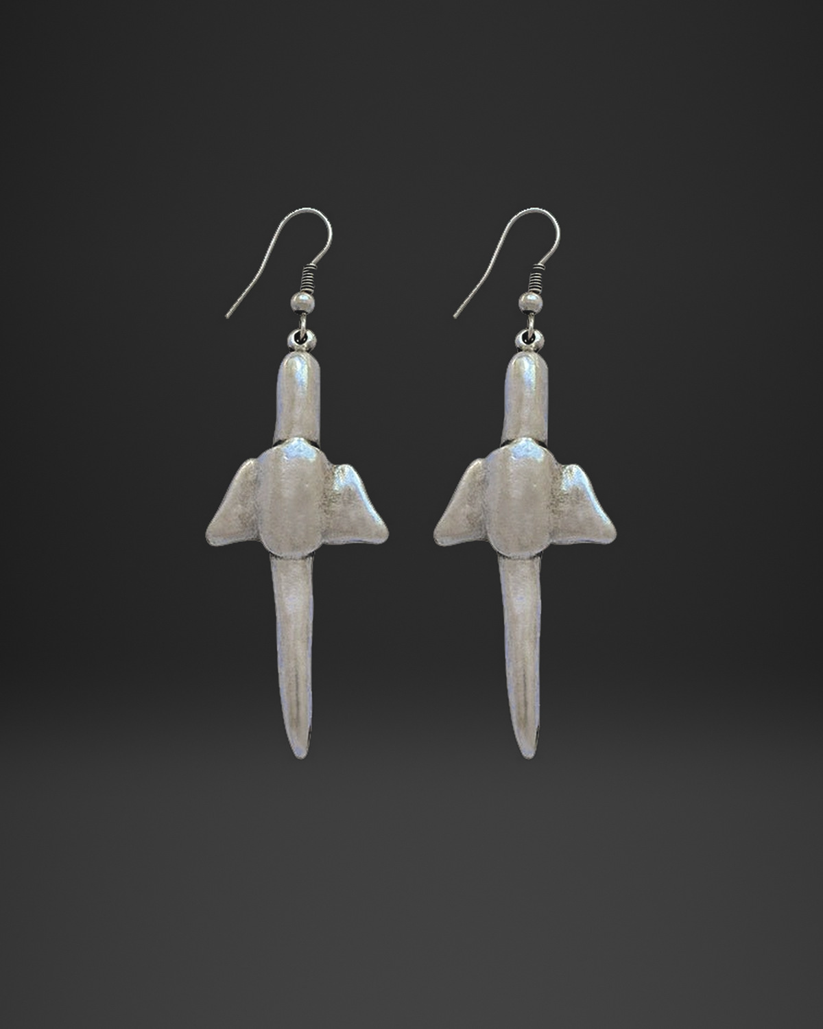 Winged Cross Dagger Earrings