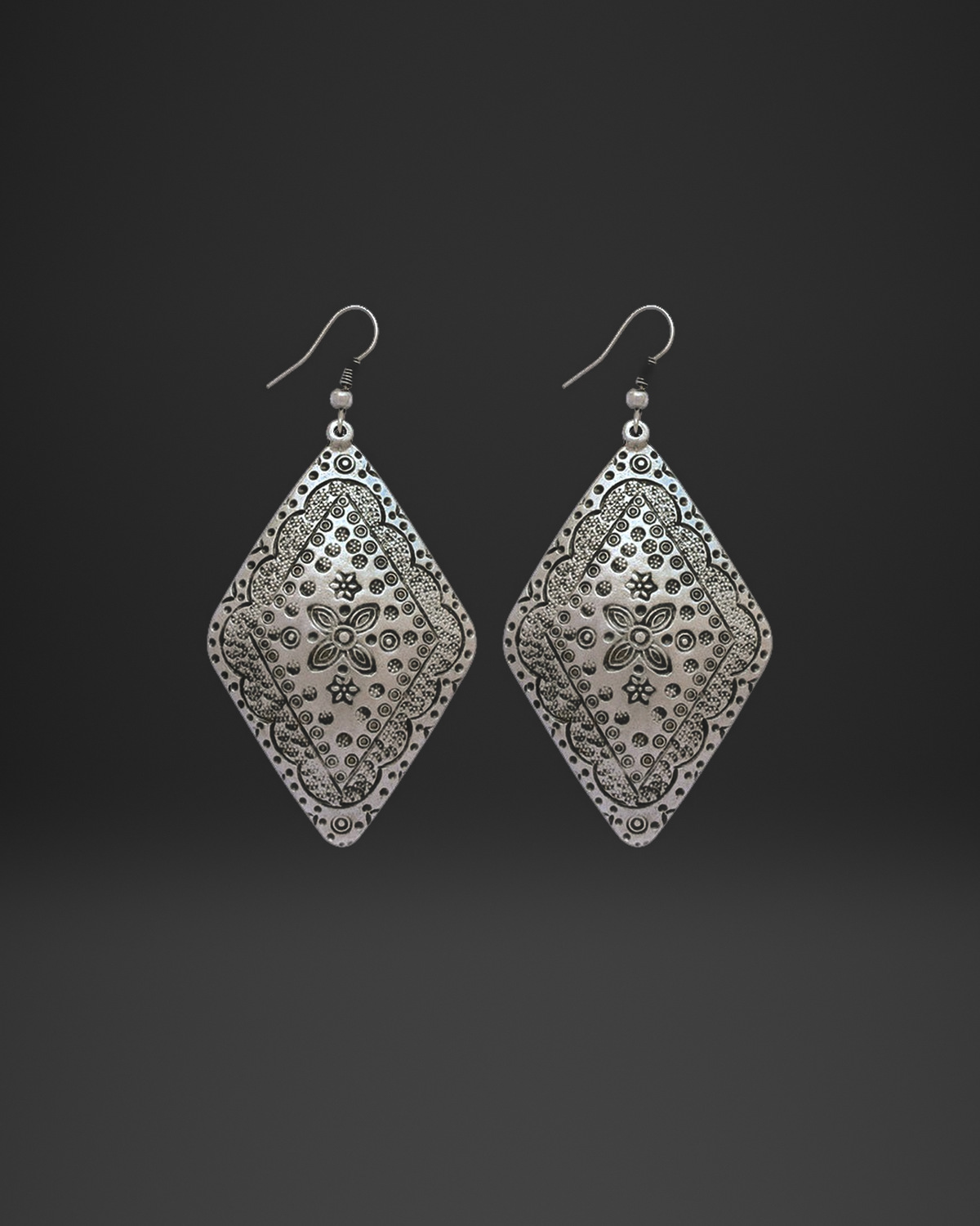 Floral Stamped Diamond Earrings