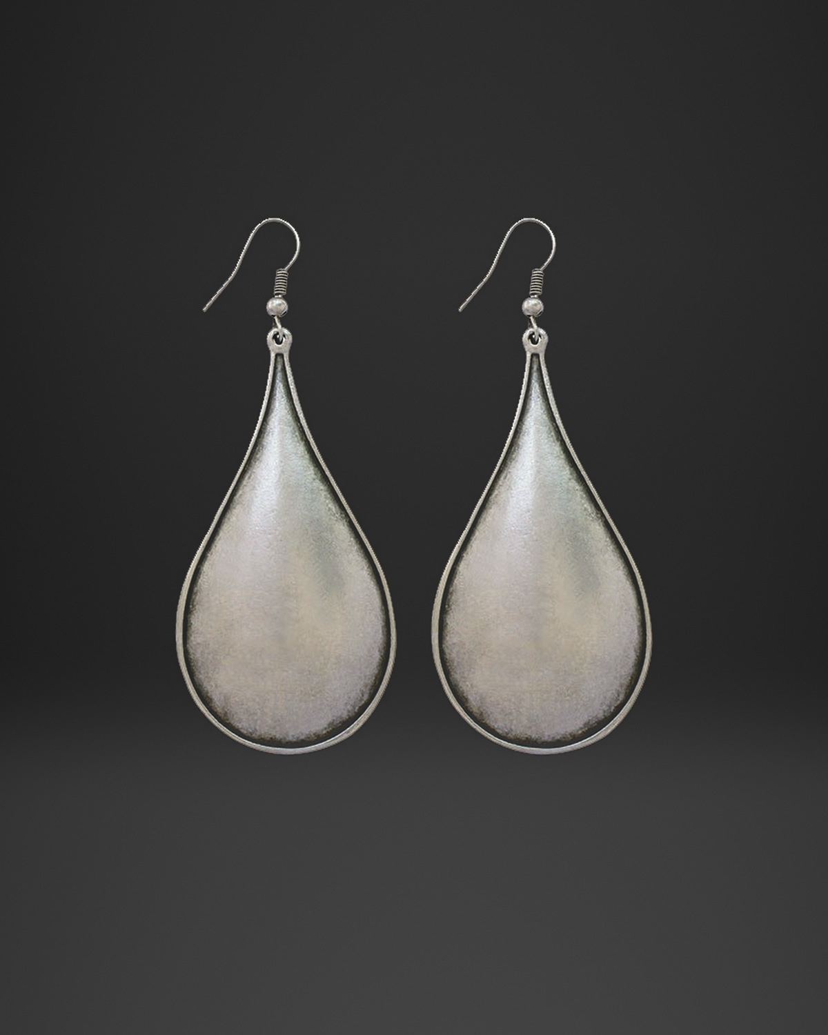 Rimmed Teardrop Dome Earrings