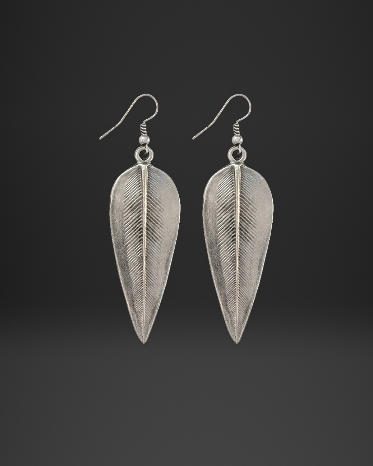 Engraved Feather Leaf Earrings