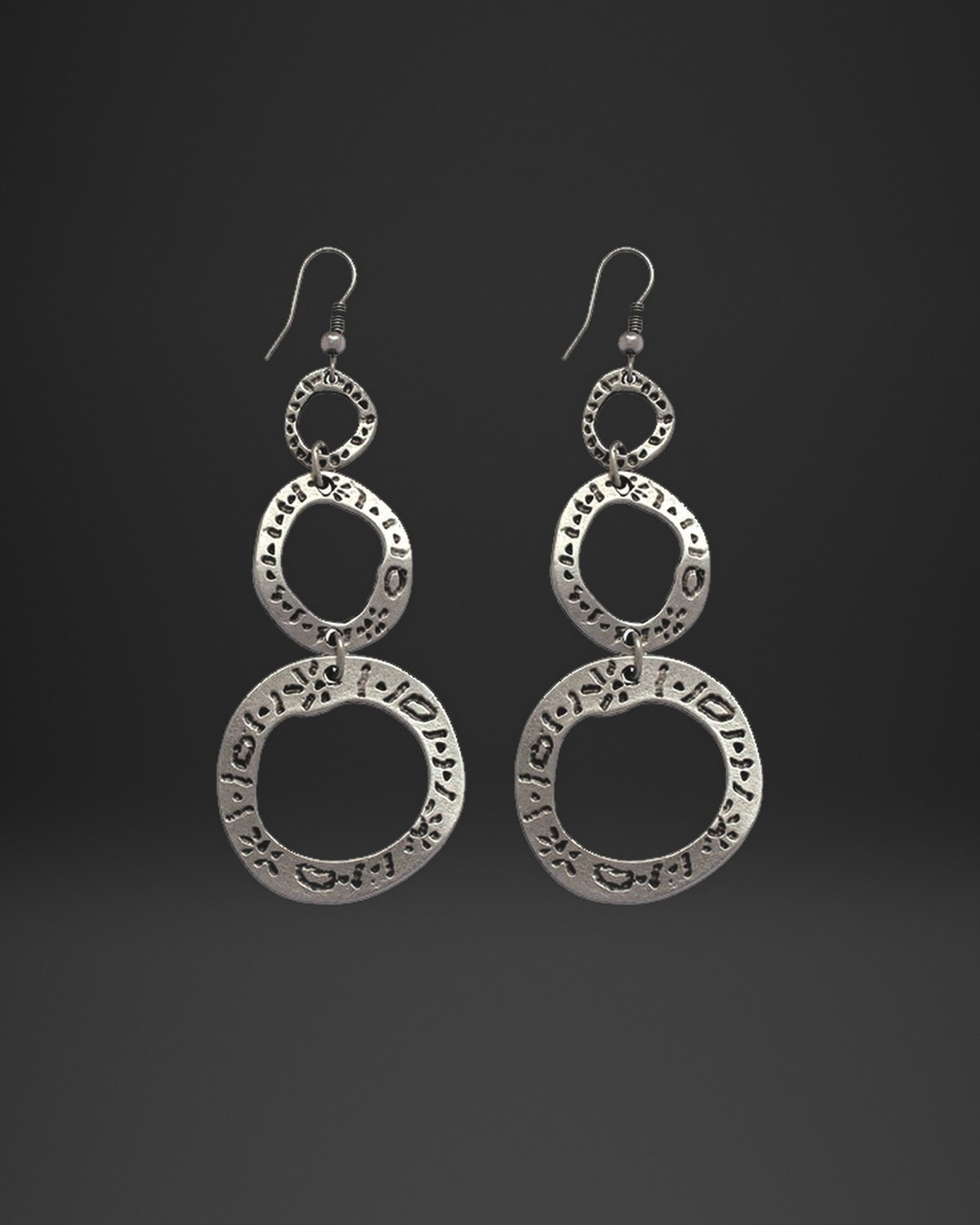Stamped Triple Ring Earrings