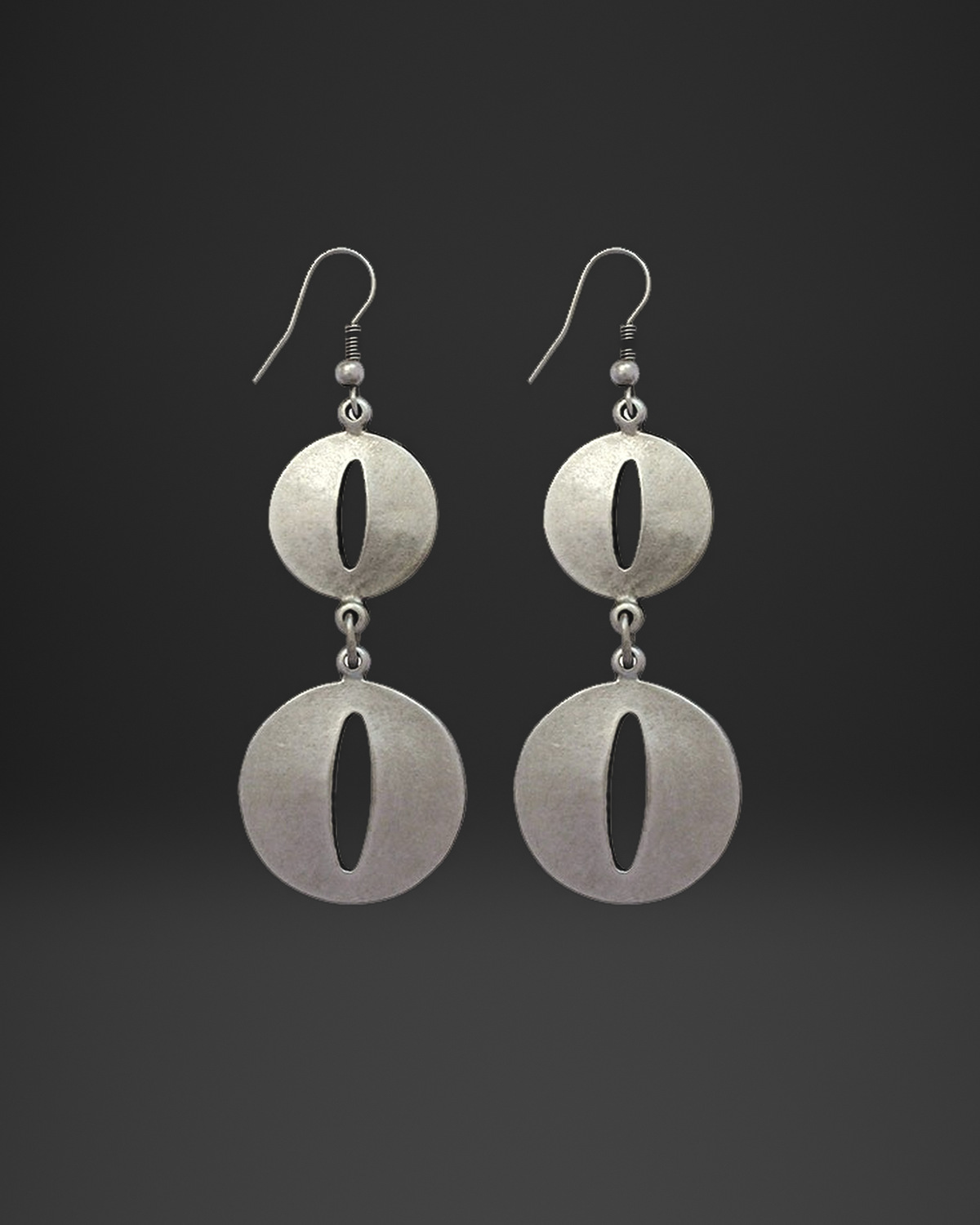 Cat Eye Slit Disc Earrings