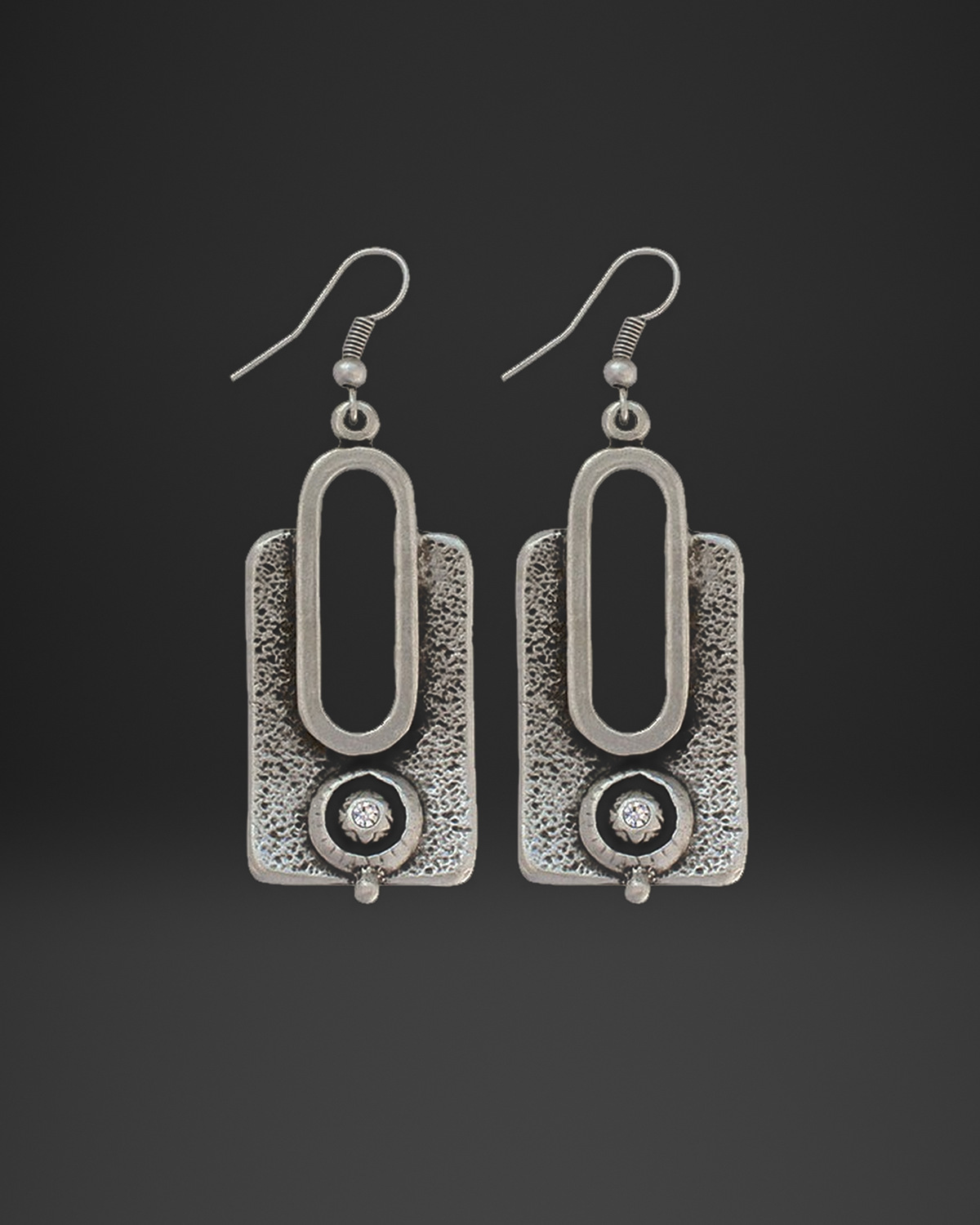 Arch Window Crystal Plate Earrings