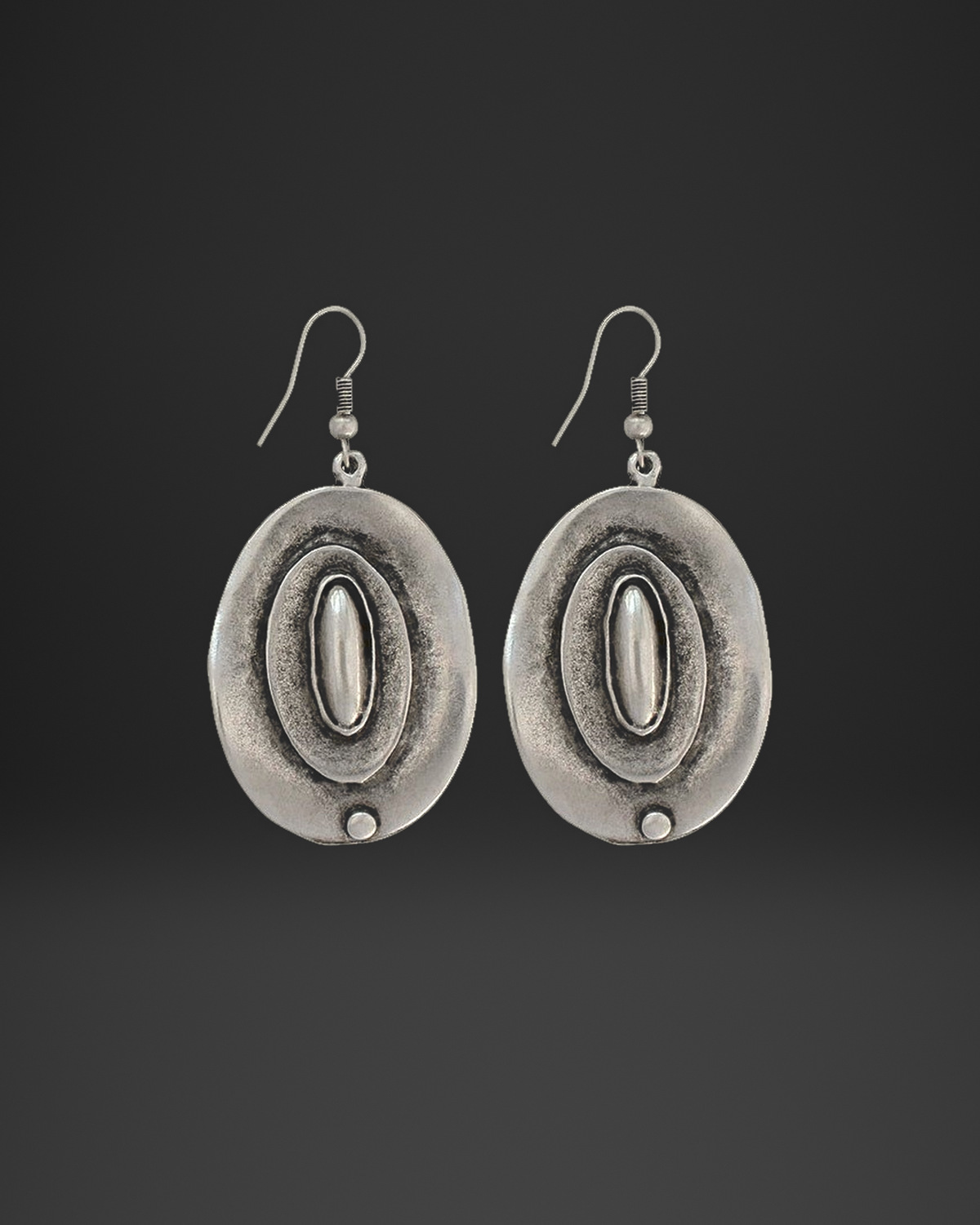 Oval Shield Bezel Earrings