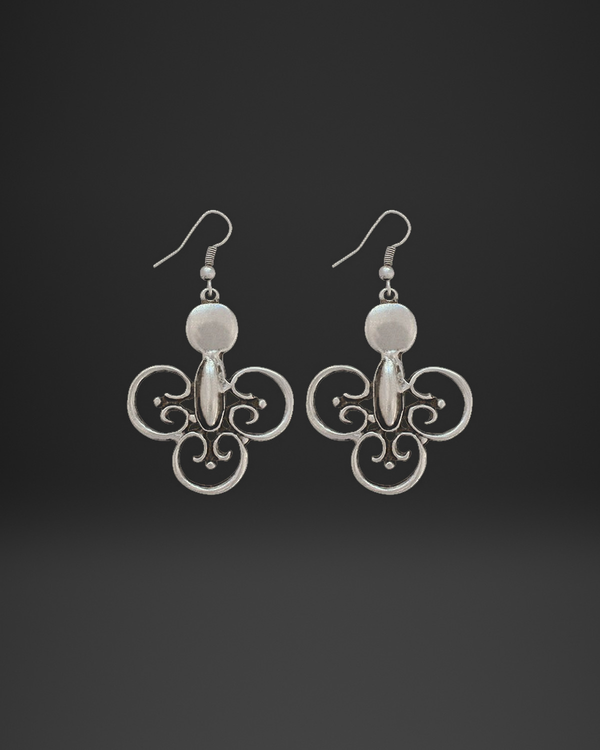 Fleur Scroll Ball Earrings