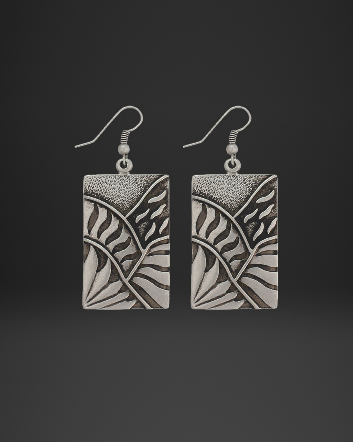Fern Relief Rectangle Earrings