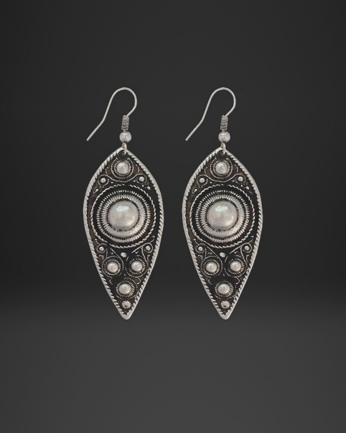 Ottoman Granulated Marquise Earrings