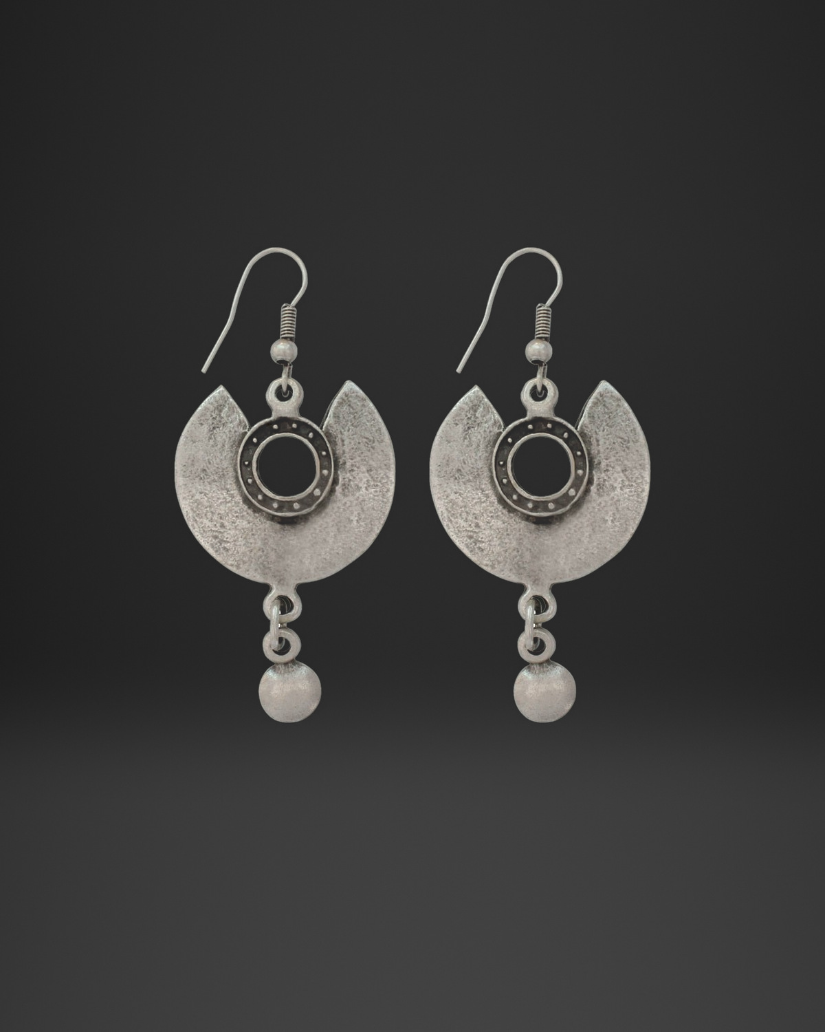 Crescent Shield Ball Drop Earrings