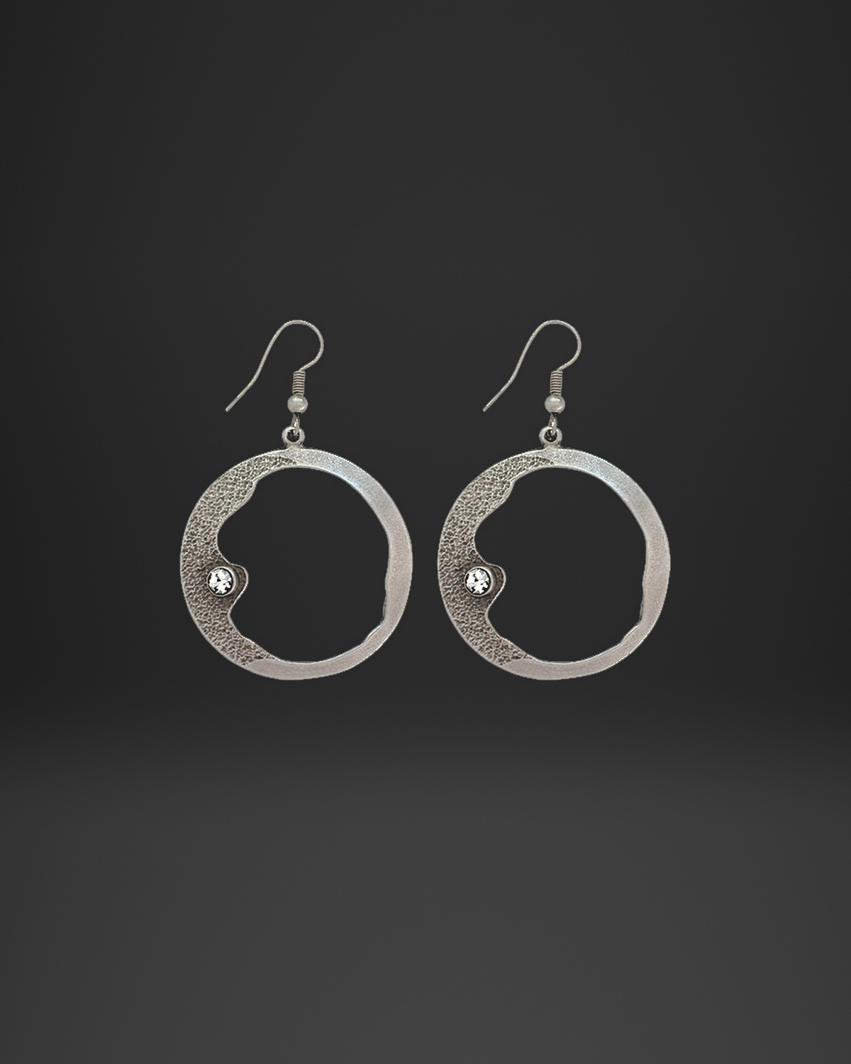 Crystal Accent Organic Hoop Earrings