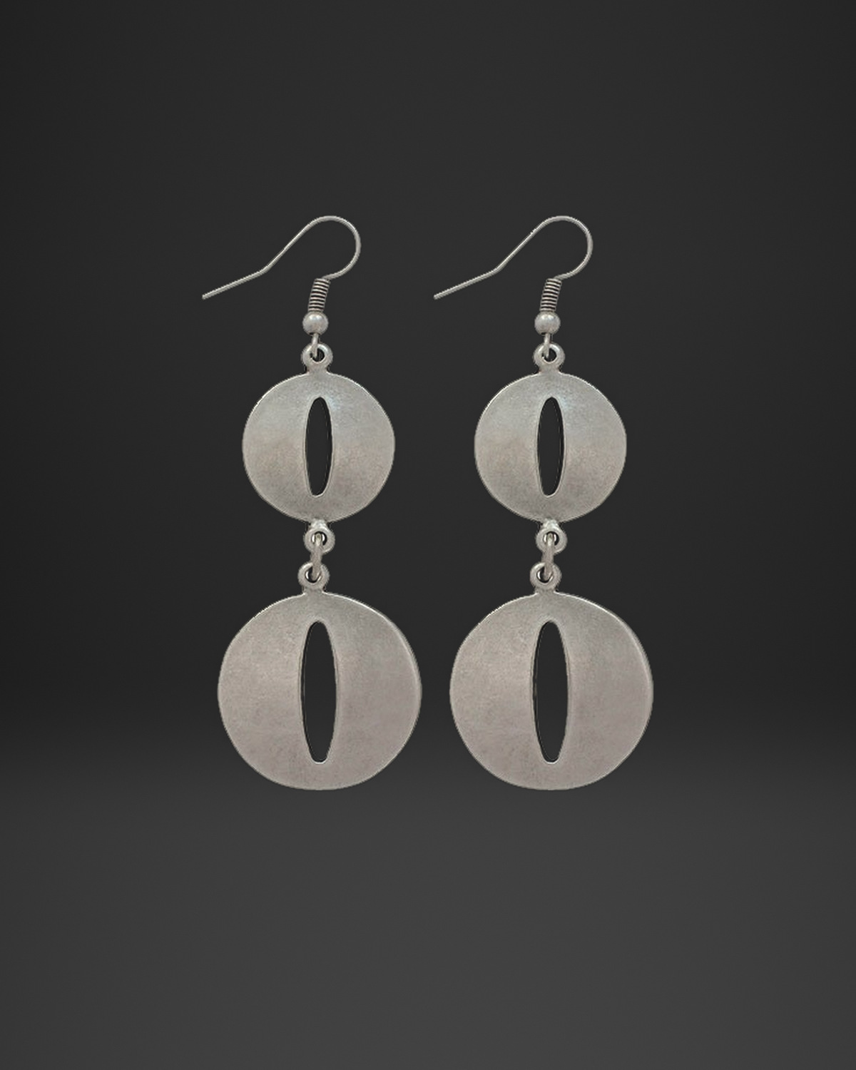 Double Cat Eye Disc Earrings