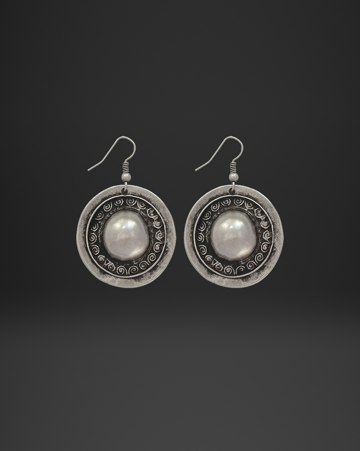Scroll Border Dome Earrings
