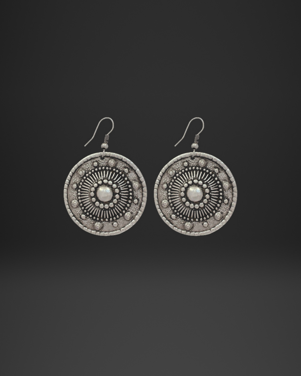 Granulated Sunburst Disc Earrings